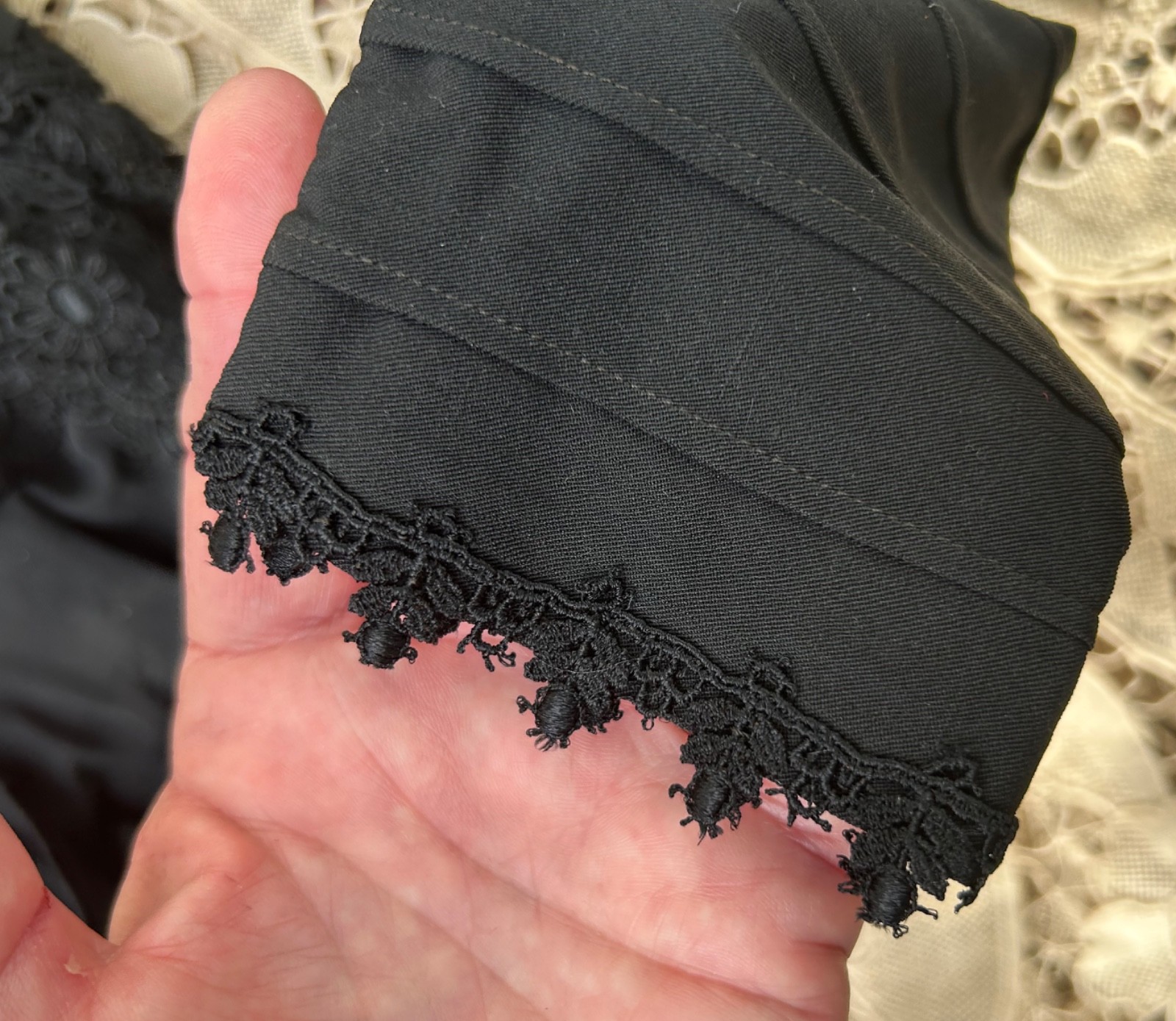 Antique Edwardian Black Lace Bodice Dress PRISTINE XXS Victorian Shirt Waist