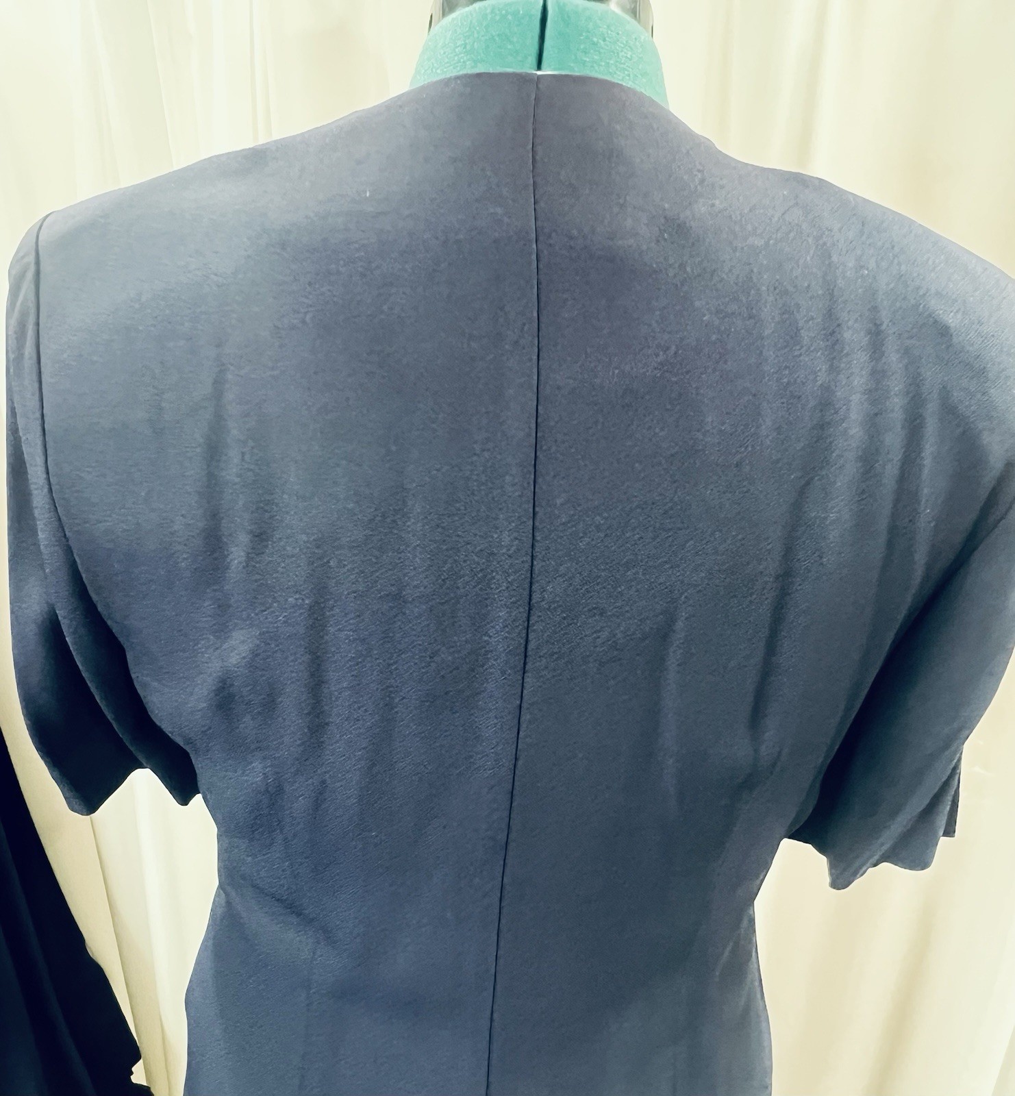 Vintage 80s DJ Summers Colorblock Skirt Suit Green Navy Cream Geometric Size 12