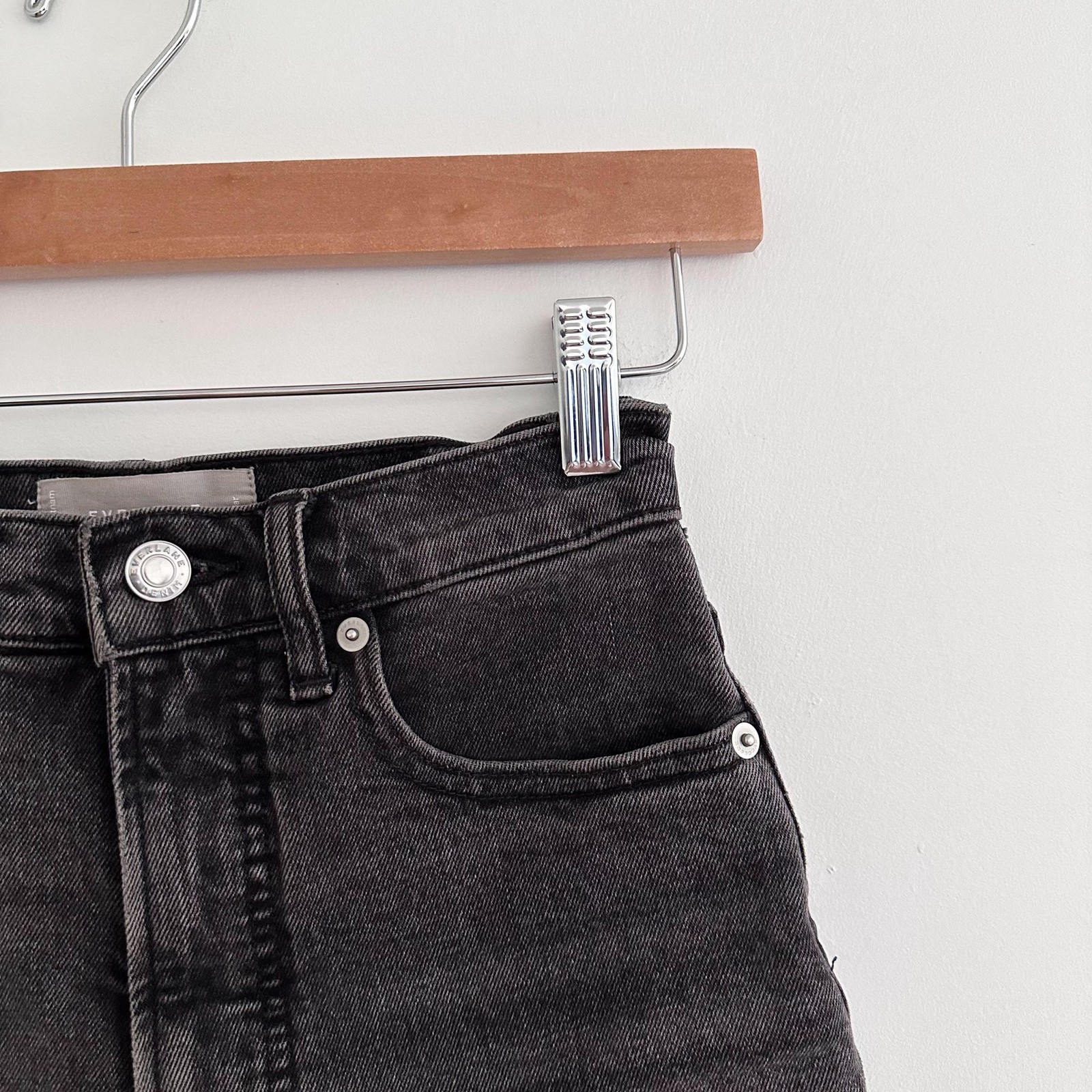 Everlane The Way High Jean Washed Black High Rise Straight Leg Size 24
