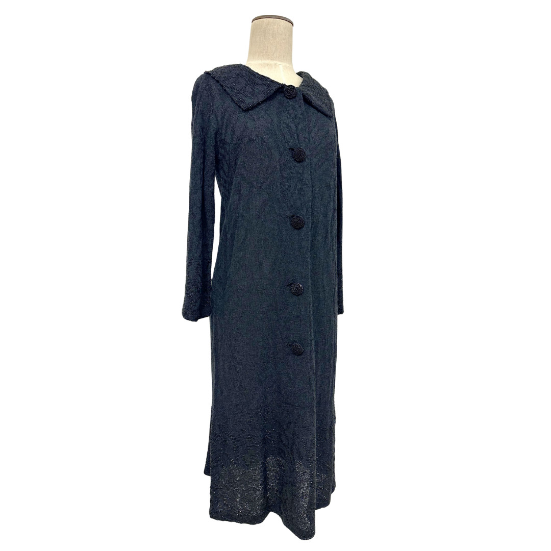 Vintage 1930s Henry A La Pensée Jet Beaded Drop Waist Knit Dress