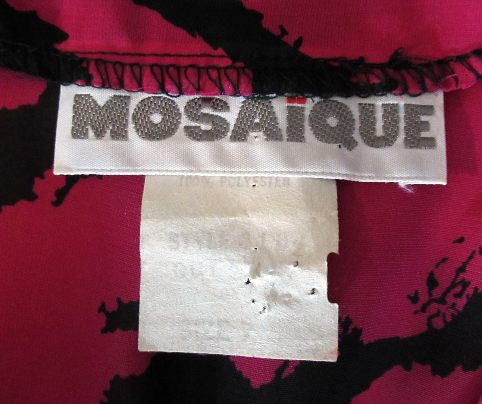 Vintage very 1980s dress new wave punk? Mosaique fuschia pink black splashes