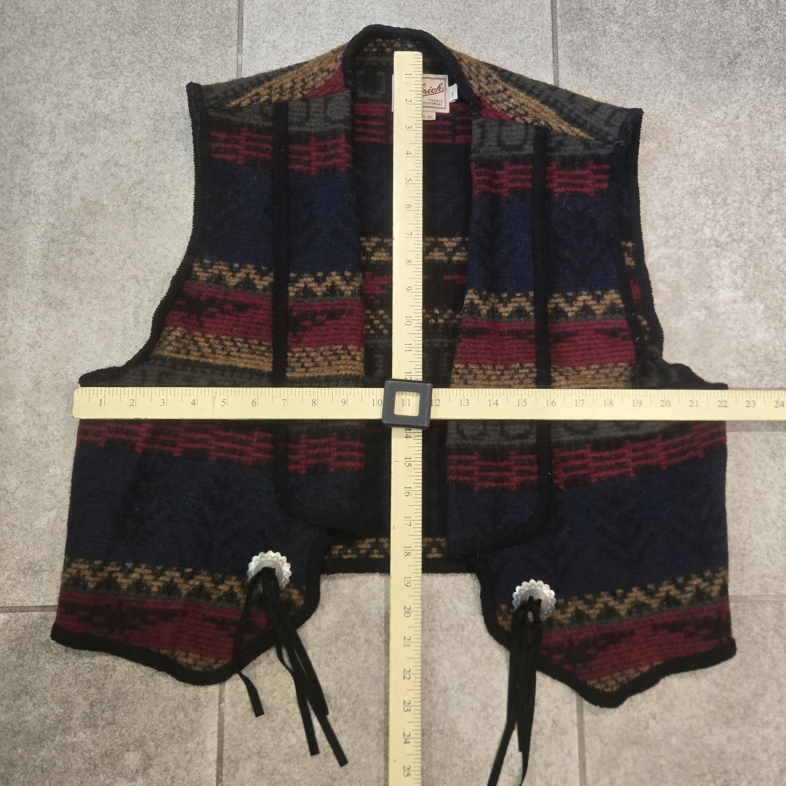 Vintage Woolrich Aztec Navajo Southwestern Vest XL Wool USA Waistcoat Western
