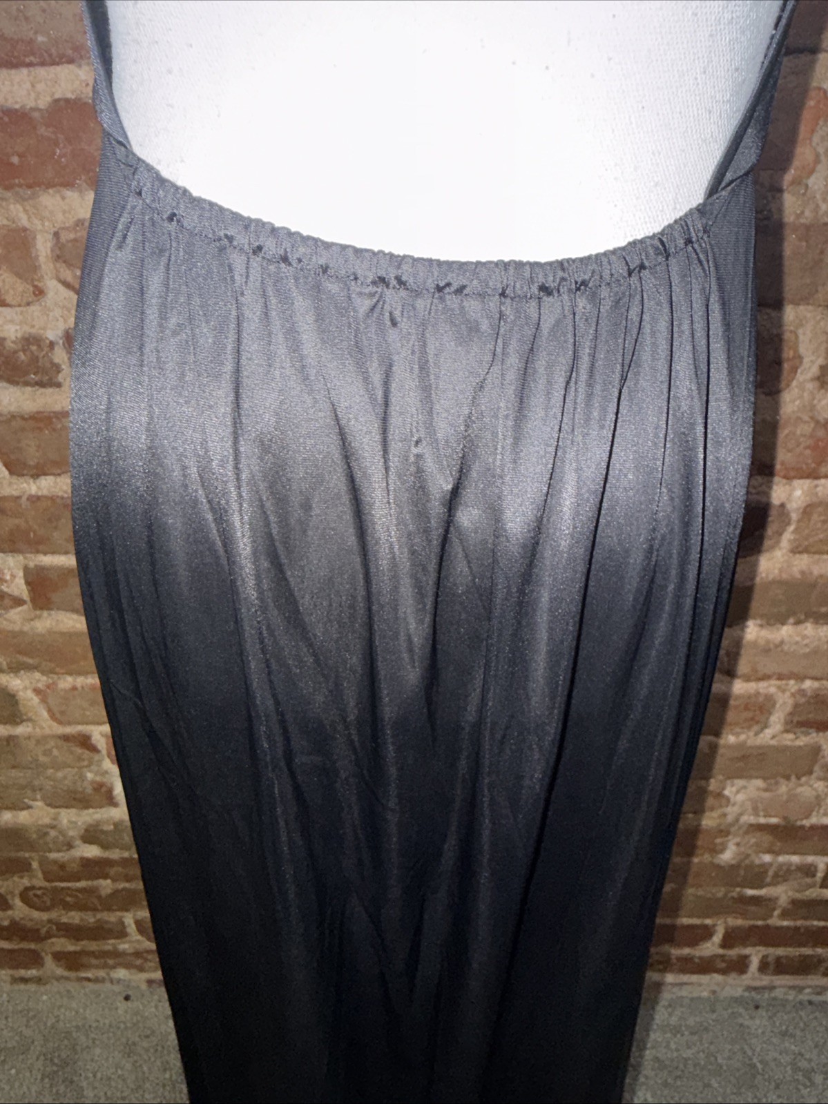 Vintage 70s JCPenney Gaymode Black Satin Maxi Halter Nightgown Sz 36 EUC Sexy