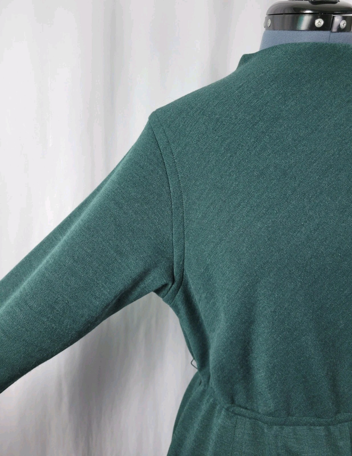 Vintage Tanner Green Wool Blend Blouson Dress w Elastic Waist Size 14