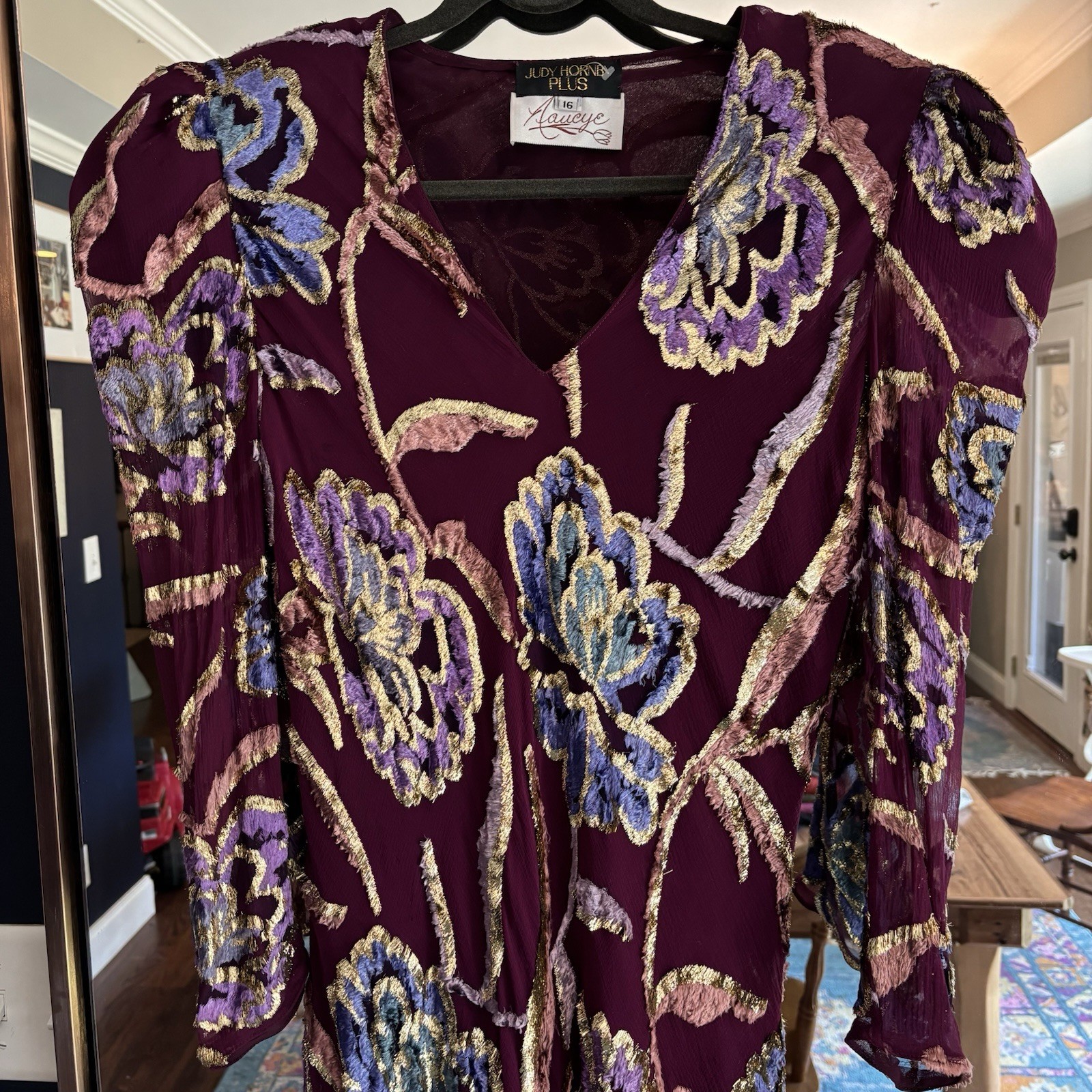 Judy Hornby Couture 1980’s Vintage Silk Dress, Size 16