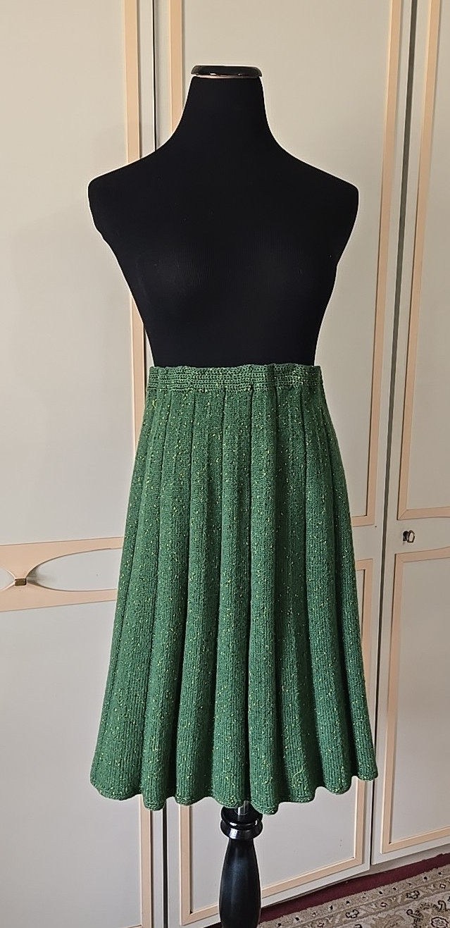 Vintage 60s Heavy Knit Set~ Sweater with Pleated Skirt in Geek Stripes, Midi ~ S
