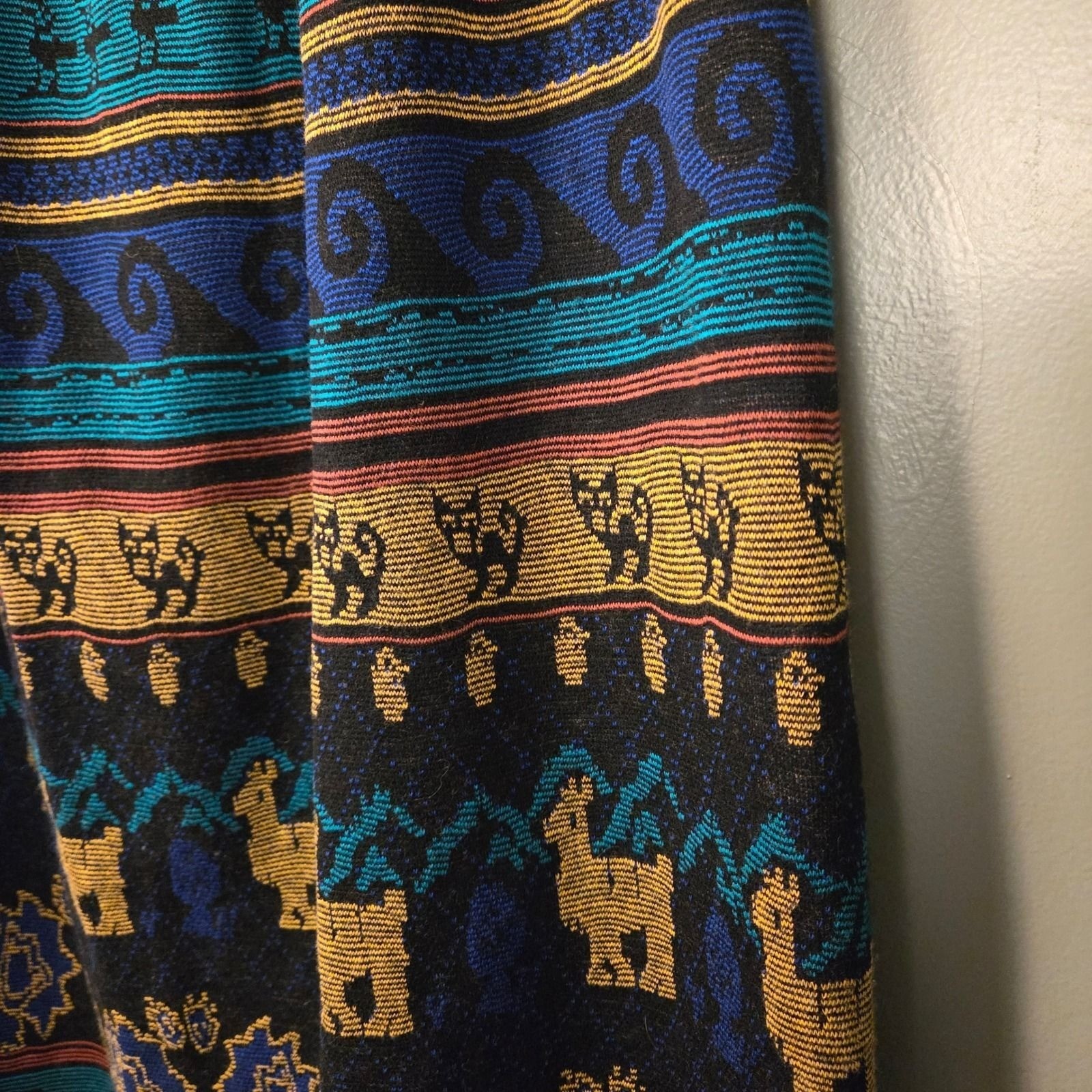 Vintage Melrose Knits Women’s Peruvian Print Pull On Midi Skirt Size L