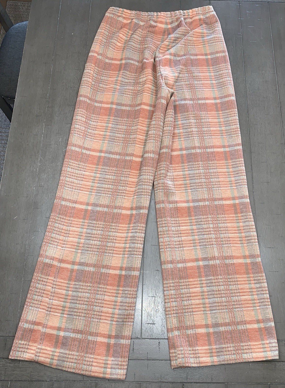 B7 VTG 25×30” SM GRAFF 60s PANTS RUST/TAN PLAID MCM FLARED MOD/GOGO DISCO PULLON