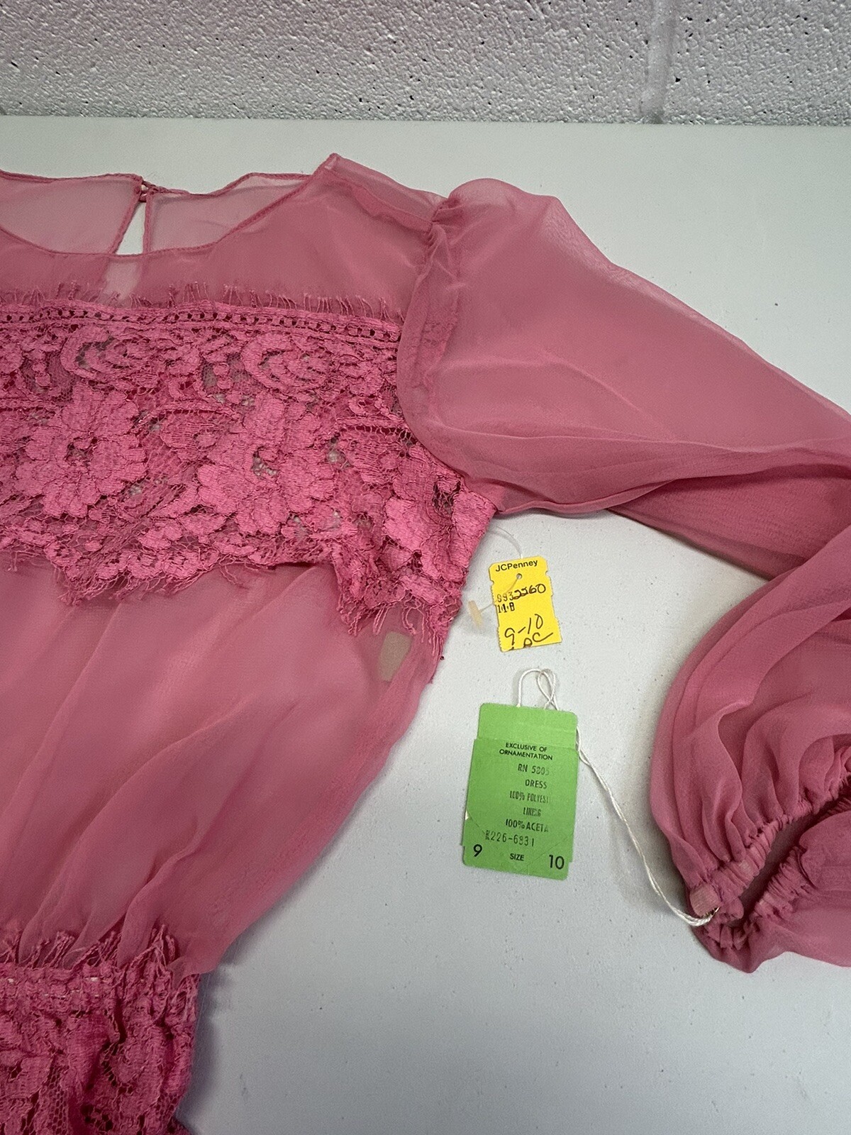 VTG Jc Penney Penny Pink 2 Piece Formal Raw Lace Dress Barbie NWT 80s 9/10 C1