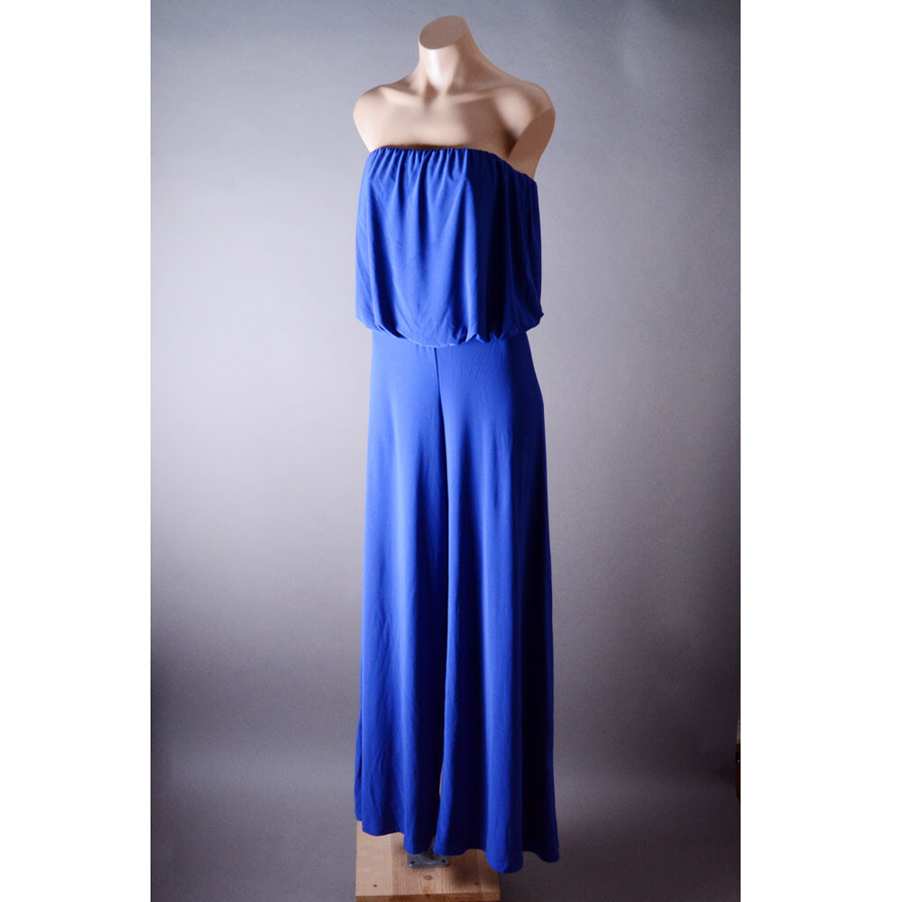 Royal Blue Womens Strapless Evening Party Playsuit Casual Jumpsuit Romper S M L