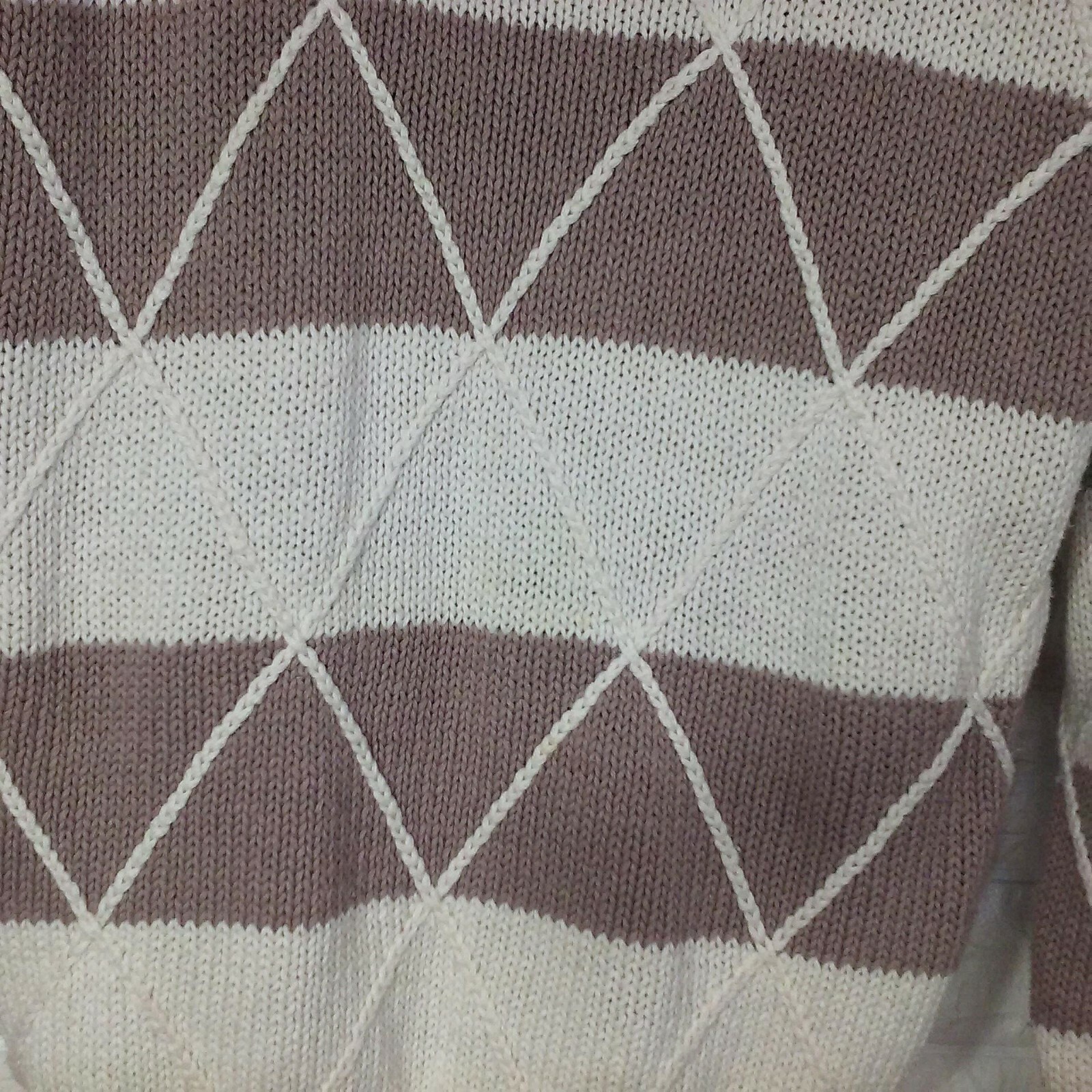 Vtg 80’s MILANO Sweater Turtleneck Sz-Med Slouchy Oversize Diamond Knit Stripe
