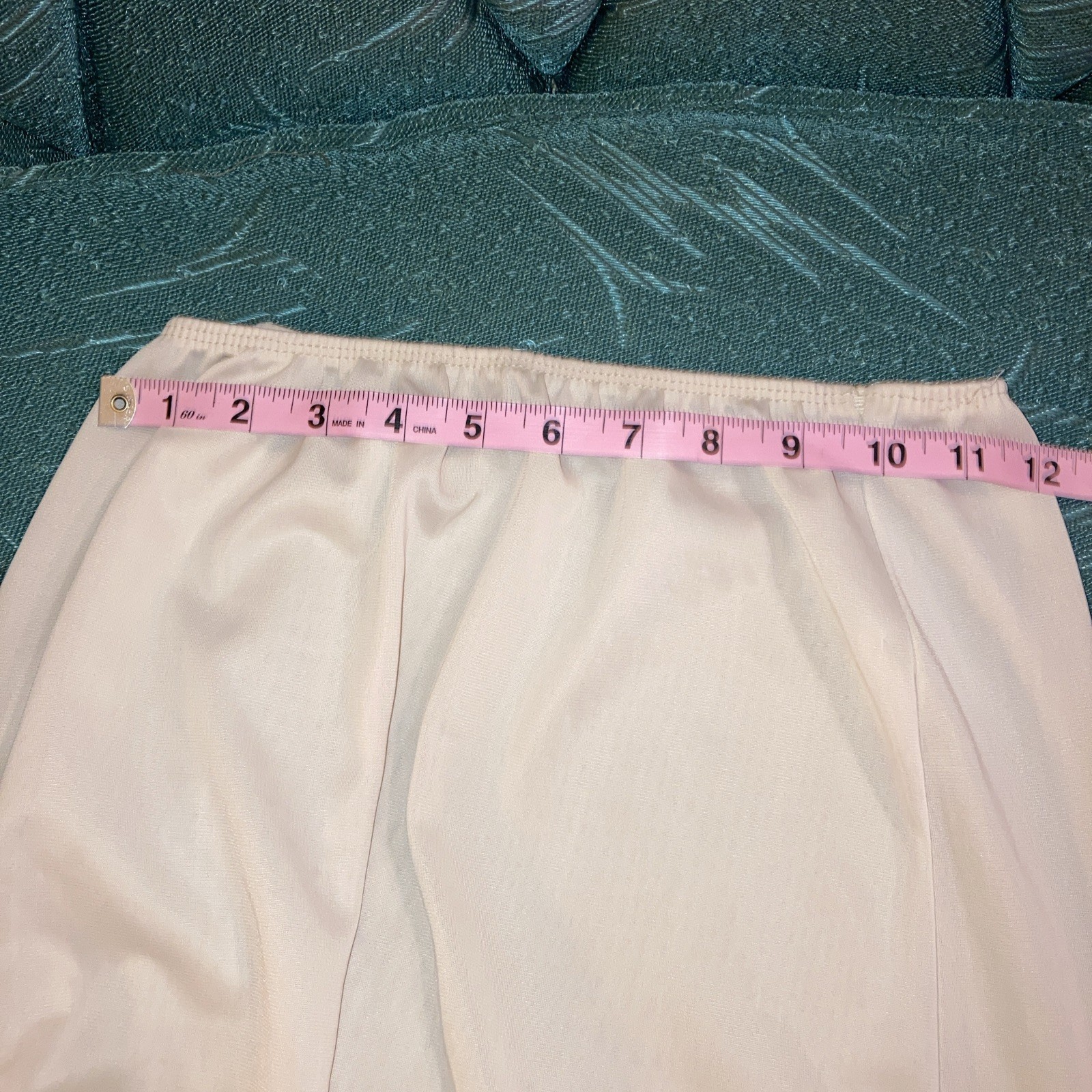 Vintage Gaymode Half Slip Skirt Long Small Lace Trim Slit Beige Tan Nude