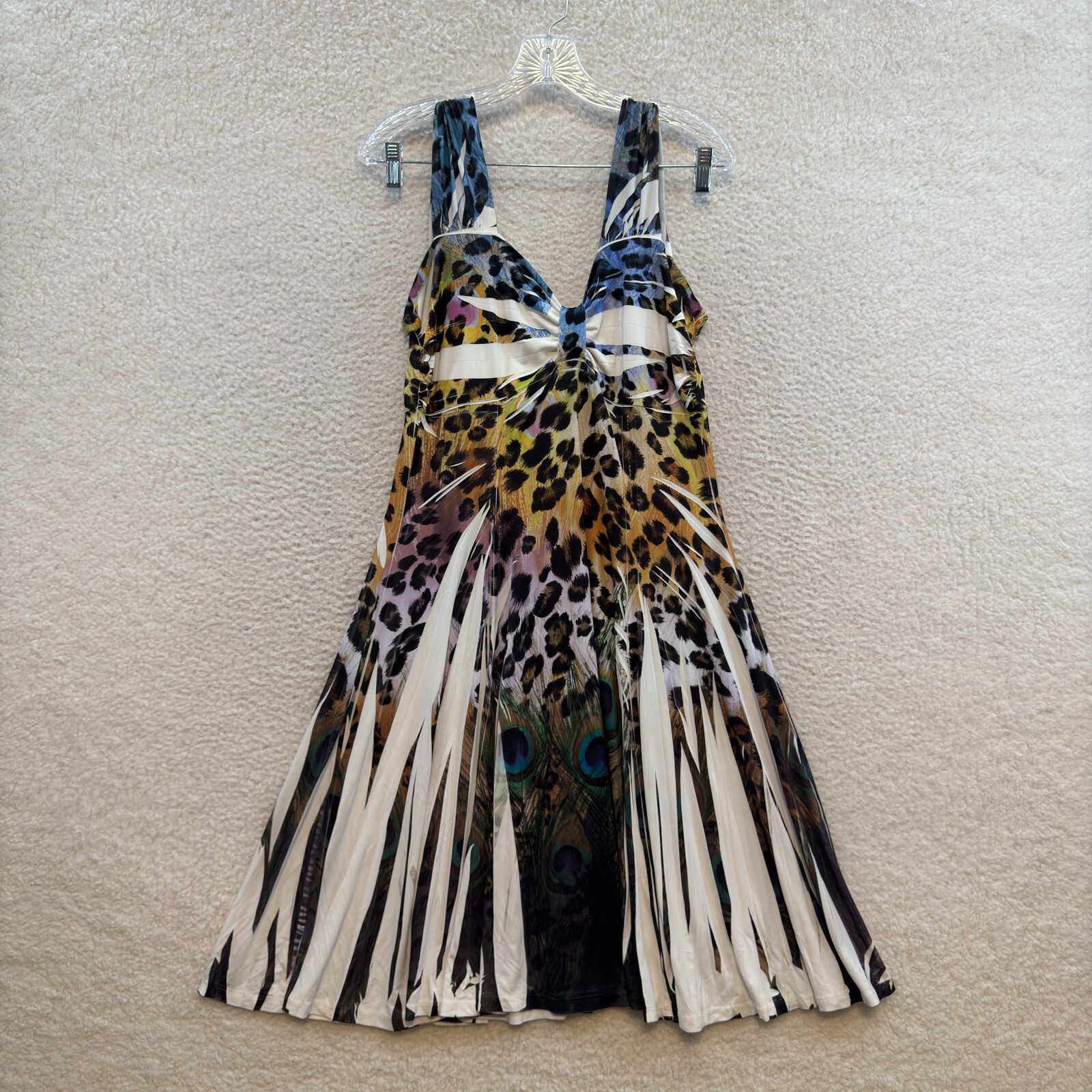 Y2K Vintage Dress 1X Plus Size Slinky Stretch Cheetah Leopard McBling
