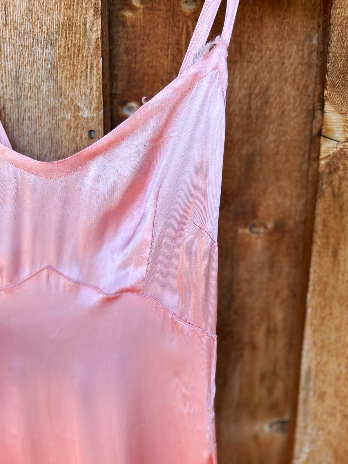 Vintage 1940s Bias Cut Nightgown Pink Satin (Silk/Rayon?) – Please Read