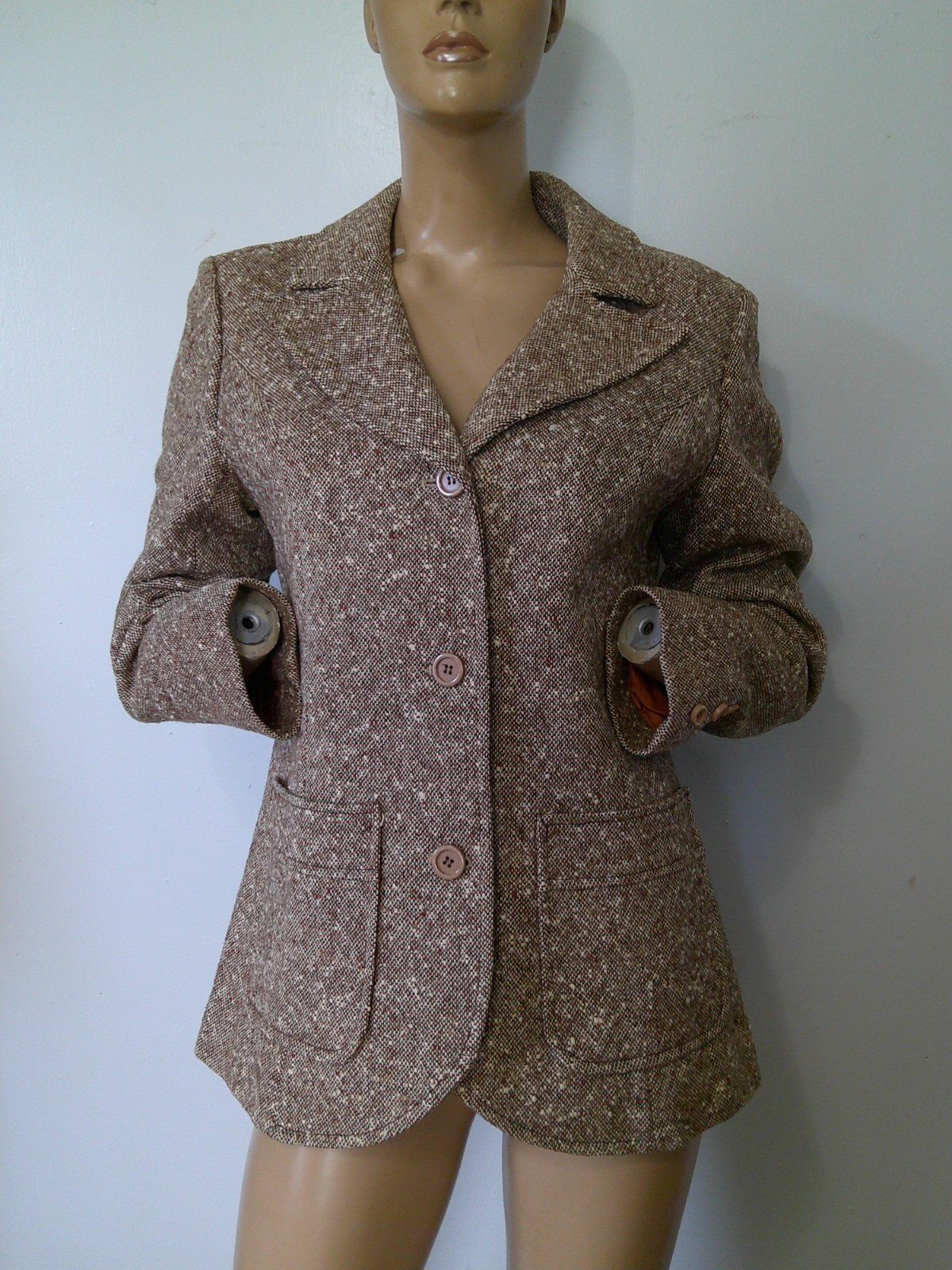 Vt 70’s PENDLETON Gorgeous Tan Brown Wool TWEED Fitted Blazer Jacket M/L Ex Cond