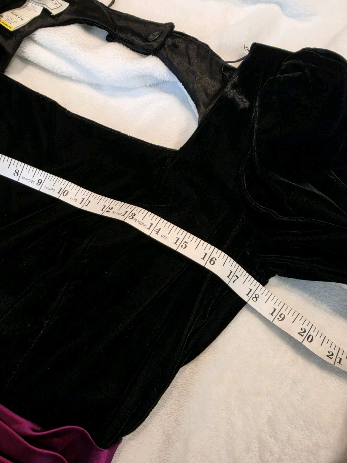 VTG Jessica McClintock Gunne Sax Black Velvet 80’s Prom Check Measurements