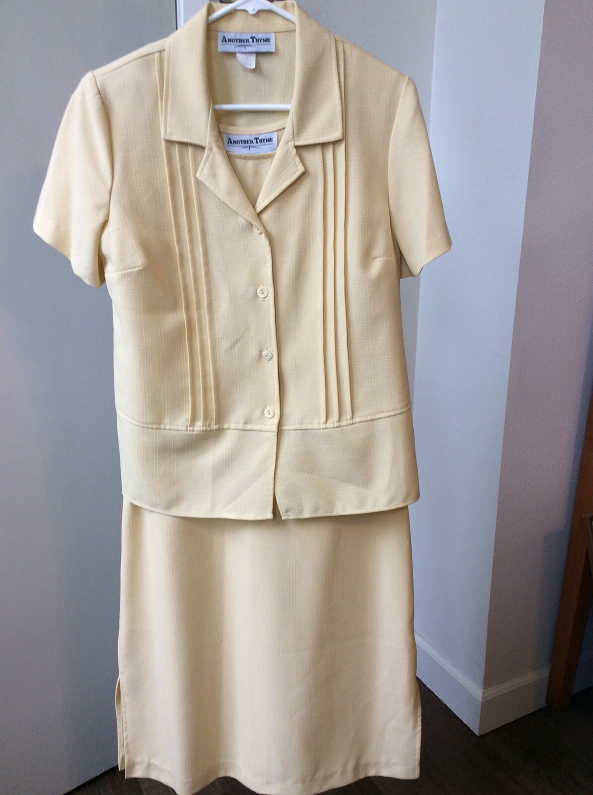 Vintage Another Thyme Sleeveless Sheath Dress Two Piece Set S/S Jacket Yellow 10