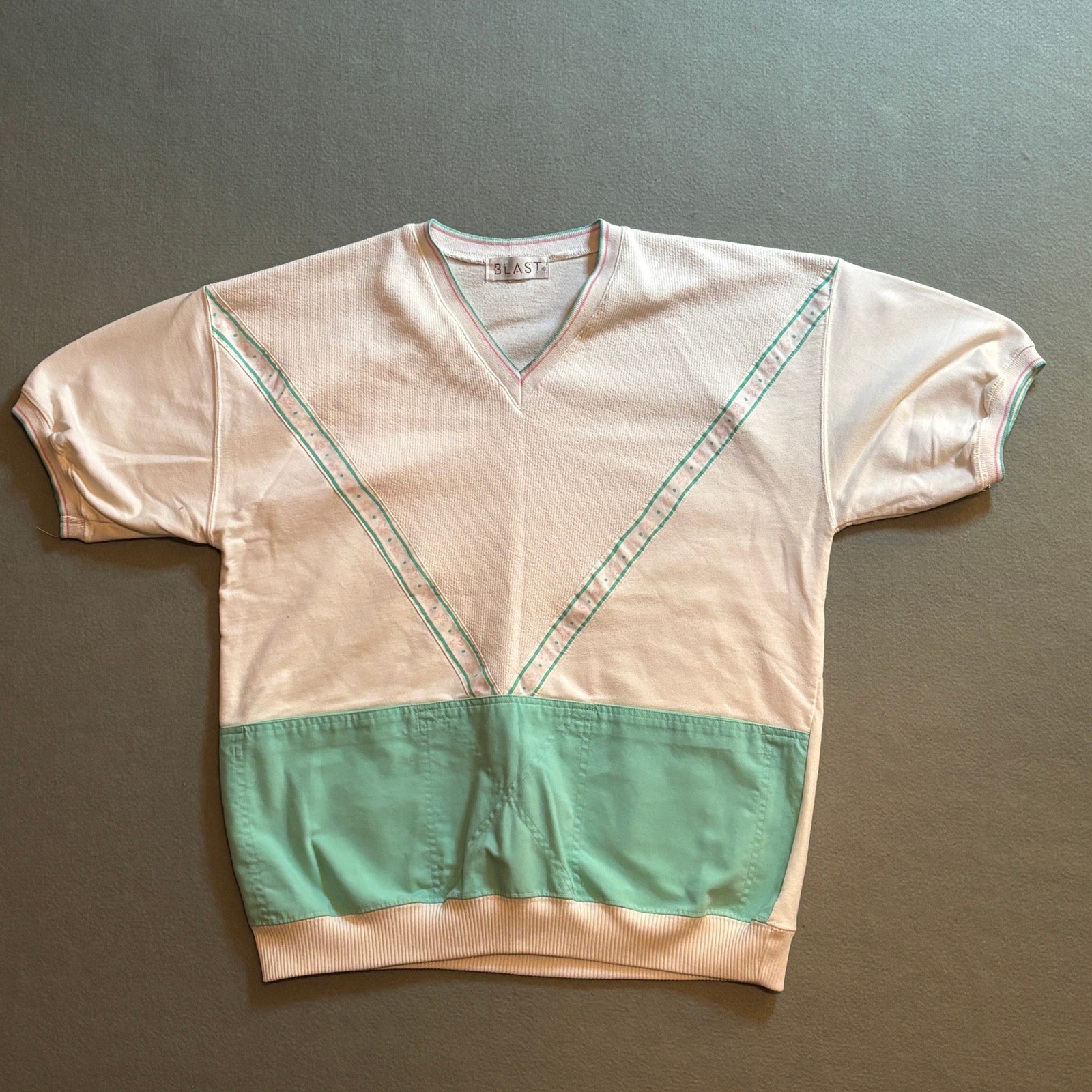 Blast VTG 80s 90s V-Neck Short Sleeve Pullover w/ Pockets Coastal Grandma Preppy