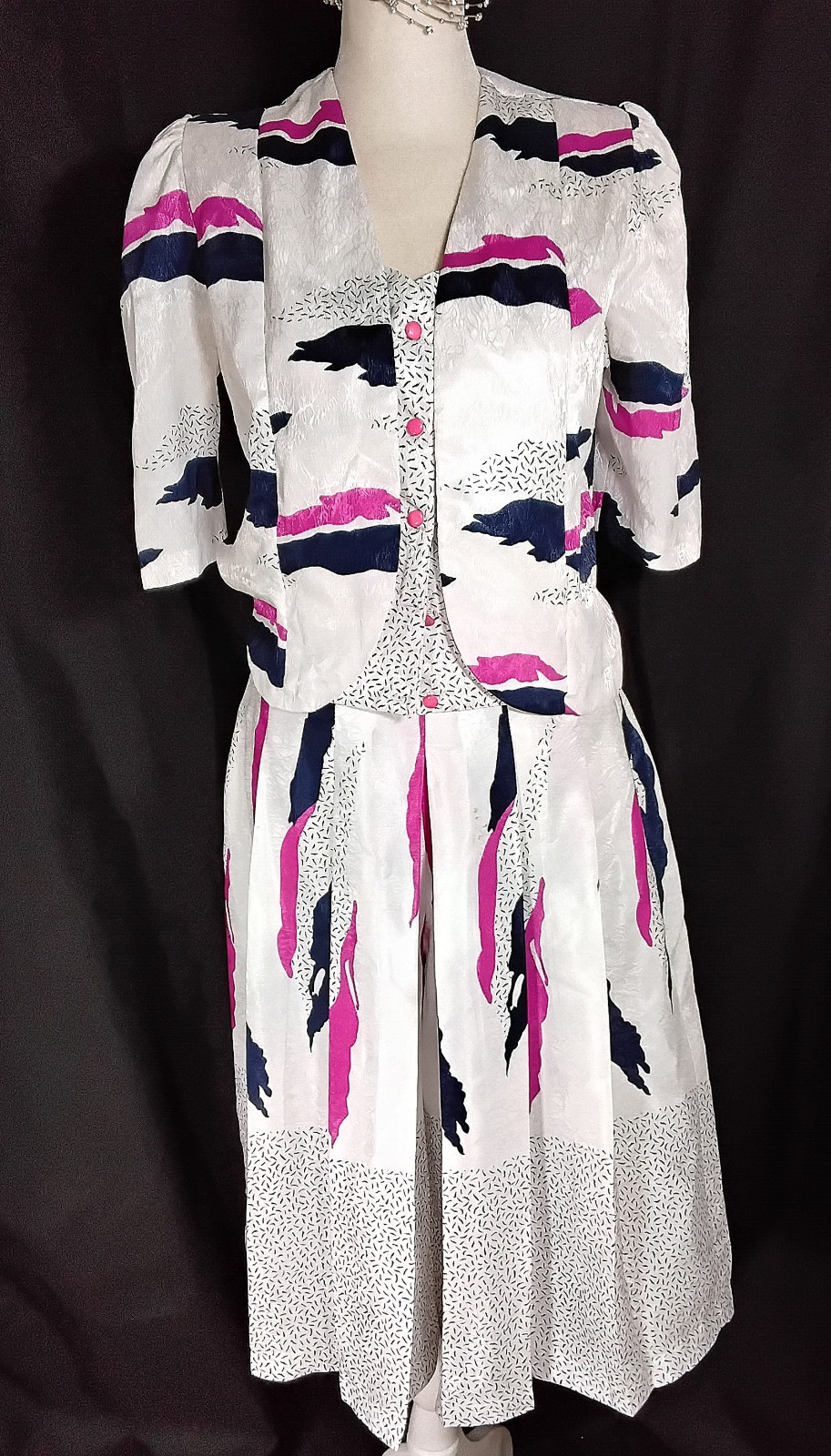 Vintage 80s Yamila Gaucho Pants and Blouse Set Abstract Pattern Sz S/M Mexico