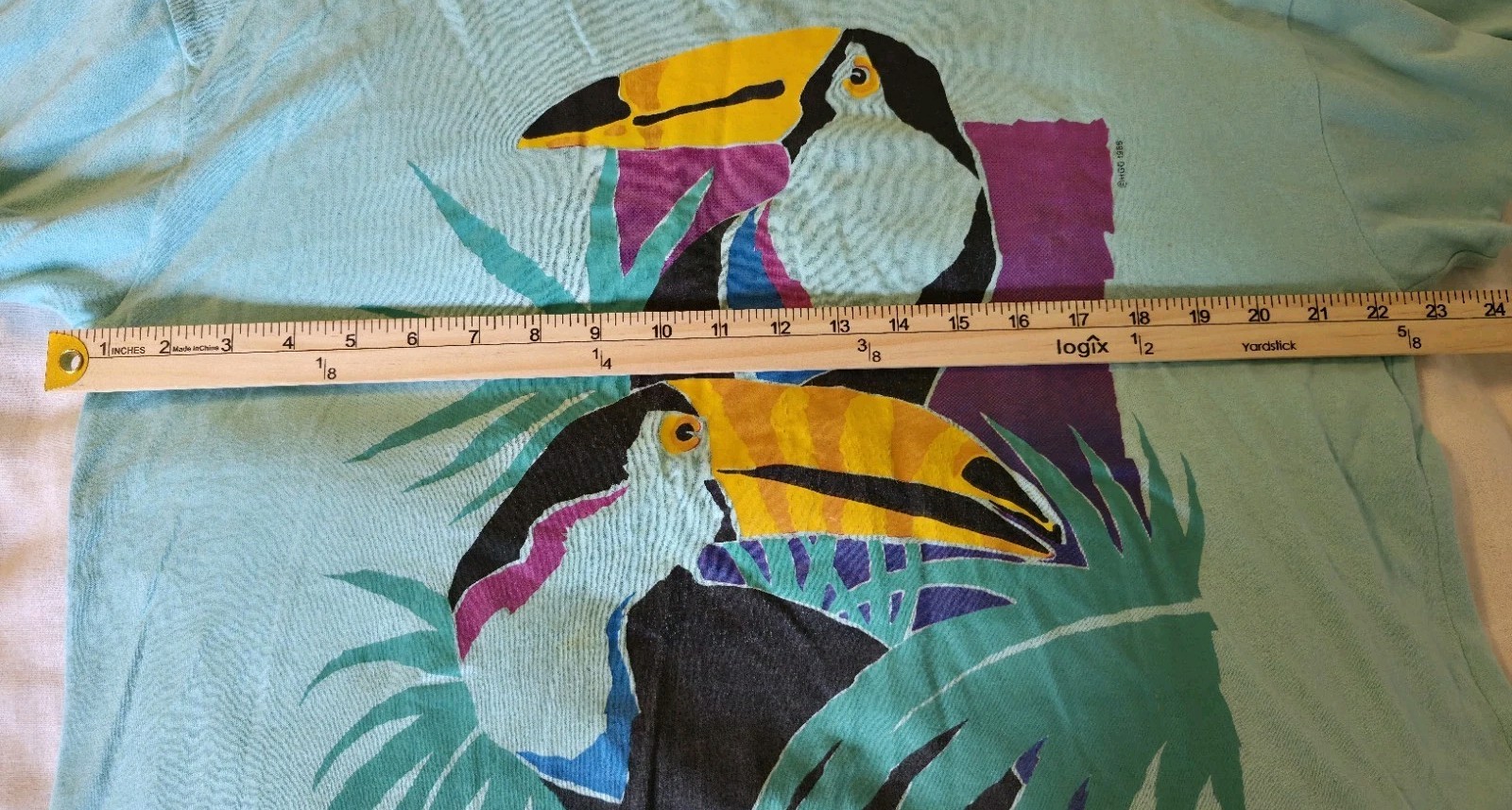 Vtg 1985 Russell Athletic Tropical Toucan T Shirt Womens Size L Single Stitch