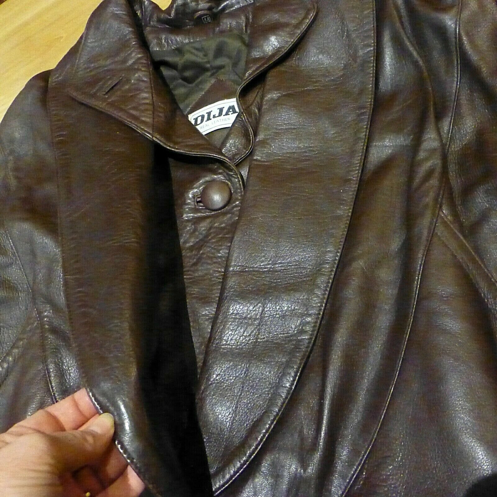 1980 DIJA vintage Dark Chocolate Women’s Genuine Leather jacket UK16, US12, EU44
