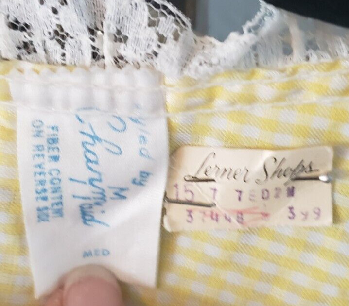 Charm Maid Yellow Gingham Housecoat House Dress Mid Century Modern Estron Med