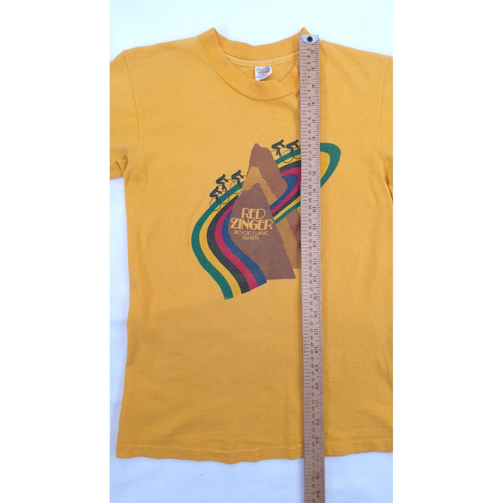Vintage 1979 Red Zinger Bicycle Classic Hanes Beefy-T Single Stitch Tee Yellow S