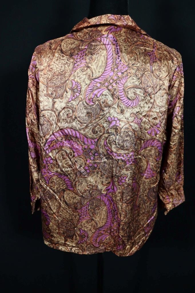 Rare Vintage 1960’s-1970’s French Silk Swirl Print Blouse Plus Size 20