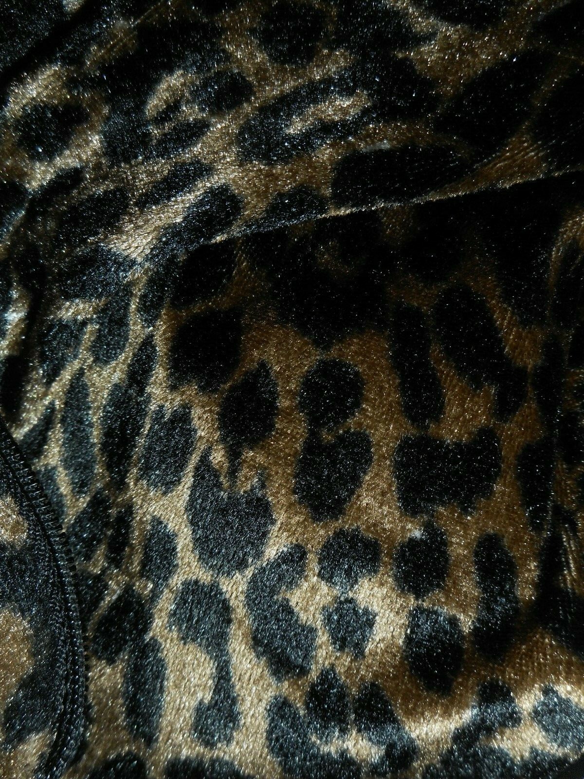 Velveteen Leopard Cheetah Bodysuit Long Sleeve Long Leg Mock Turtle Black Gold