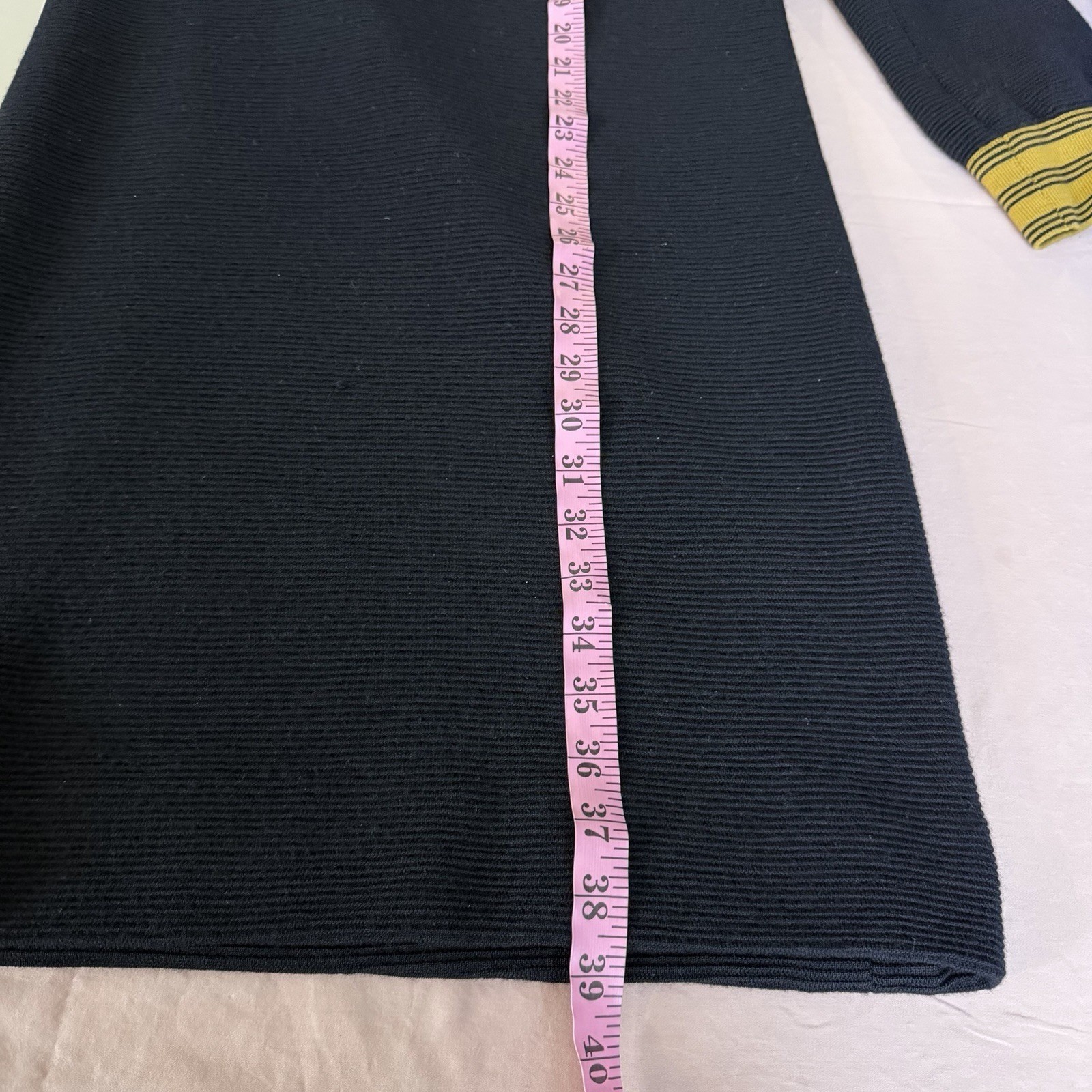 Vintage 80s Black Gold Wool Knit Sweater Dress Sz 44 S/M Preppy Old Money Italy