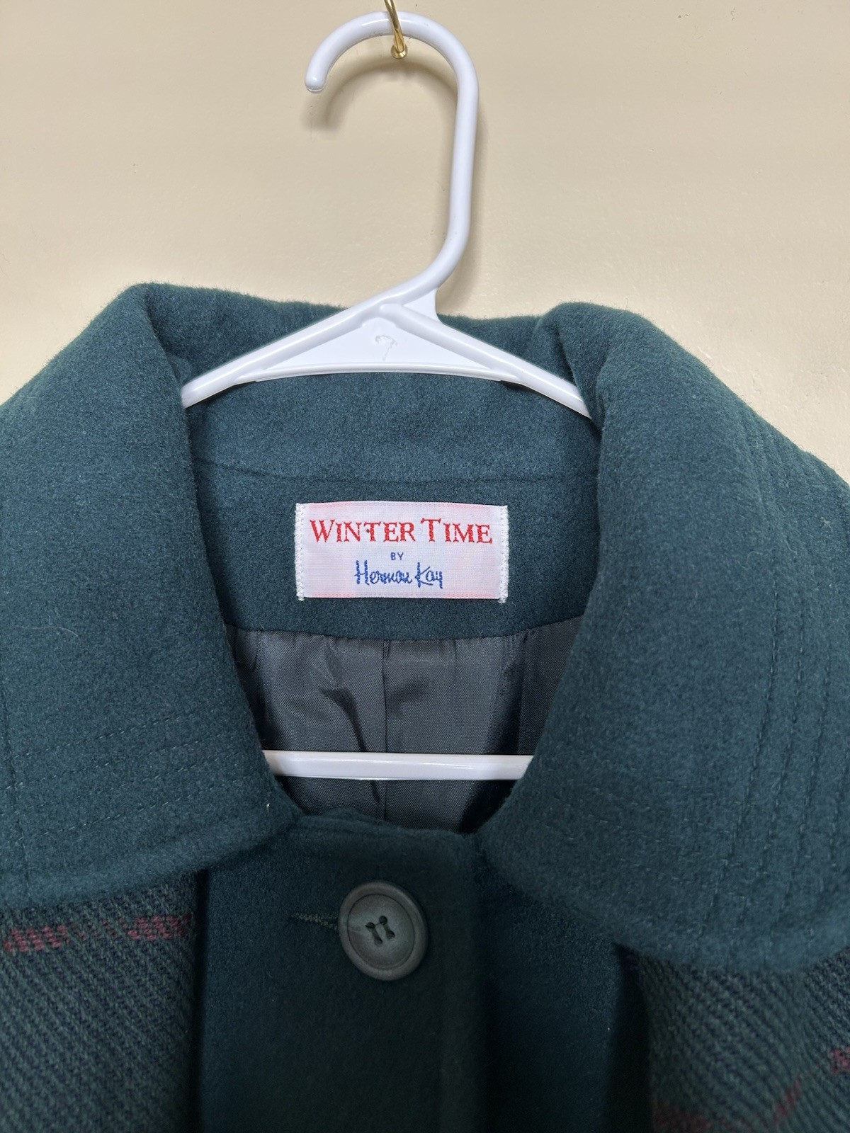vintage Herman Kay Hunter Green wool blend coat with matching scarf Size 16 NWT