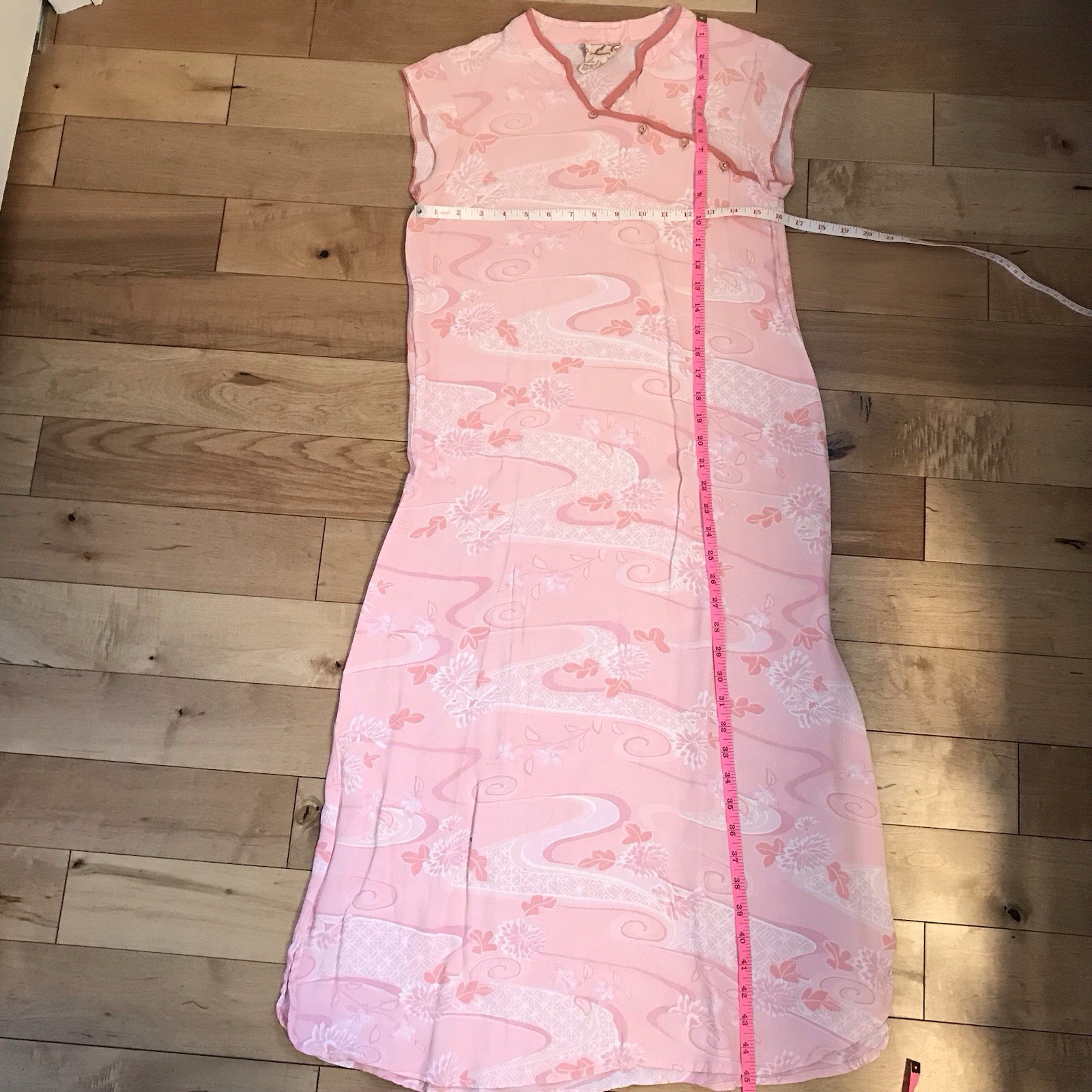 April Cornell Vintage Asian Inspired Pink Dress Size S 90s Garden Party Romantic