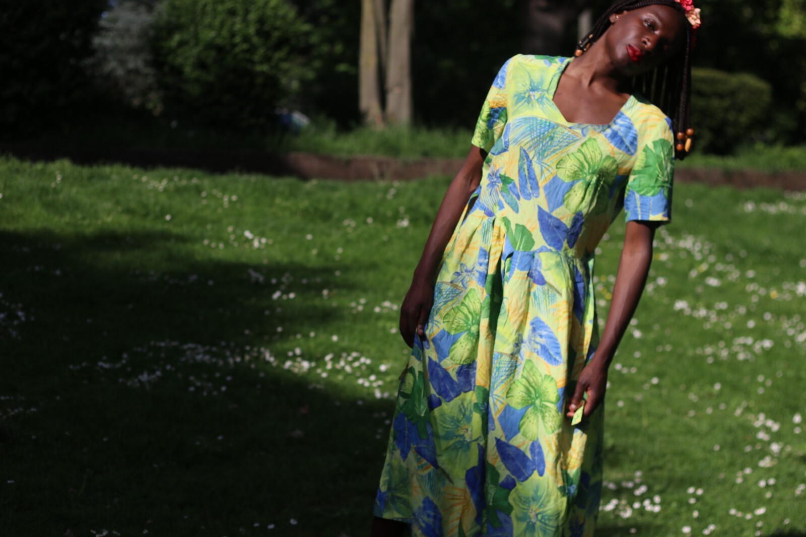 Vintage Floral Summer Dress – Size S-M TRUE VINTAGE 70 80 90