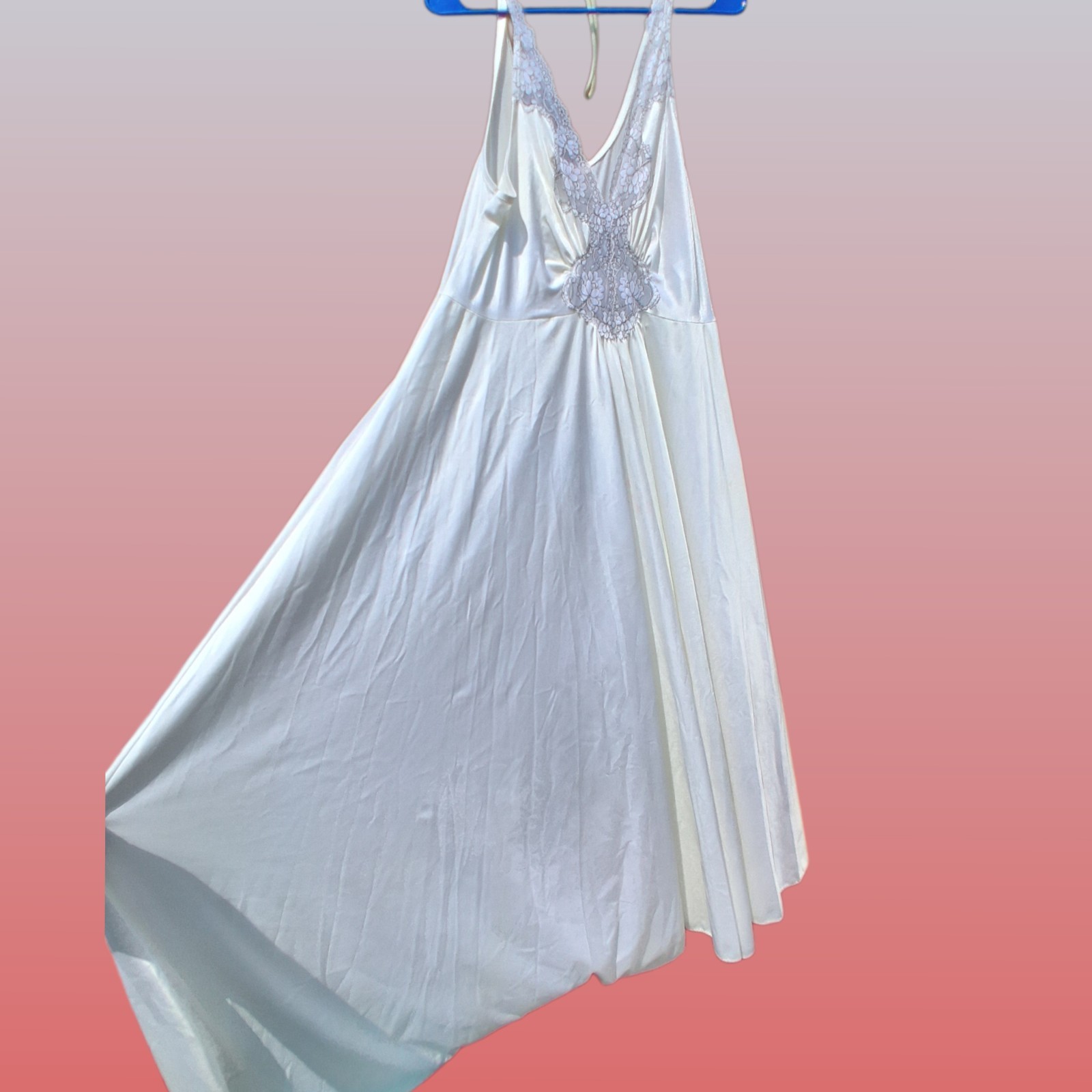 1X Plus Bridal vintage late 70s / early 80s white maxi gown slip dress Vandemere