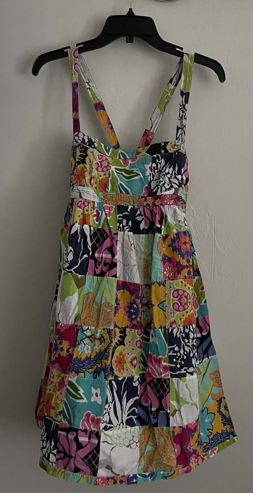Vintage J Crew Factory Patchwork Talitha Midi Dress 2008 Sz 8 M S Boho Y2K