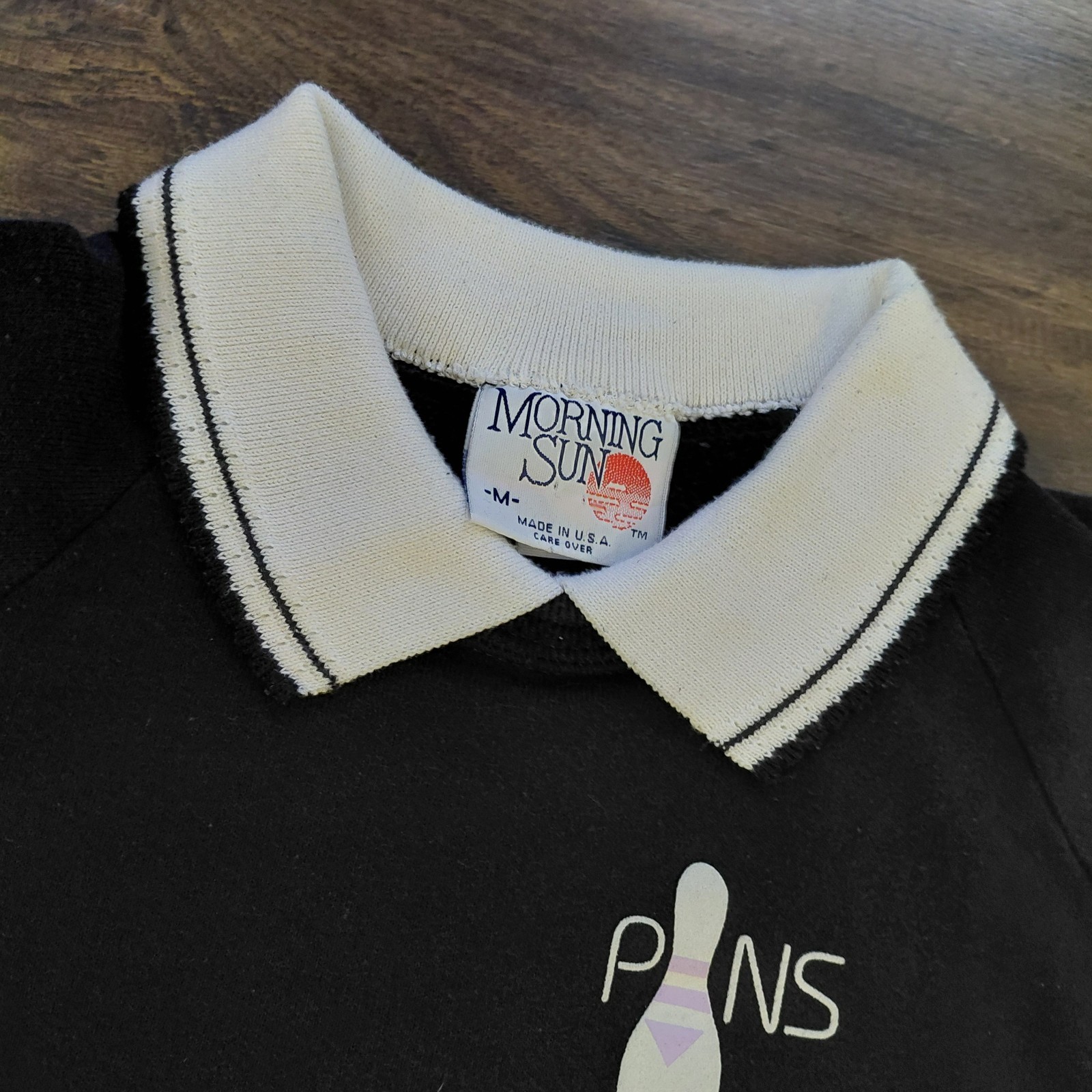 Vintage Womens Morning Sun Bowling Shirt Size Medium M Made in USA Pins Unique