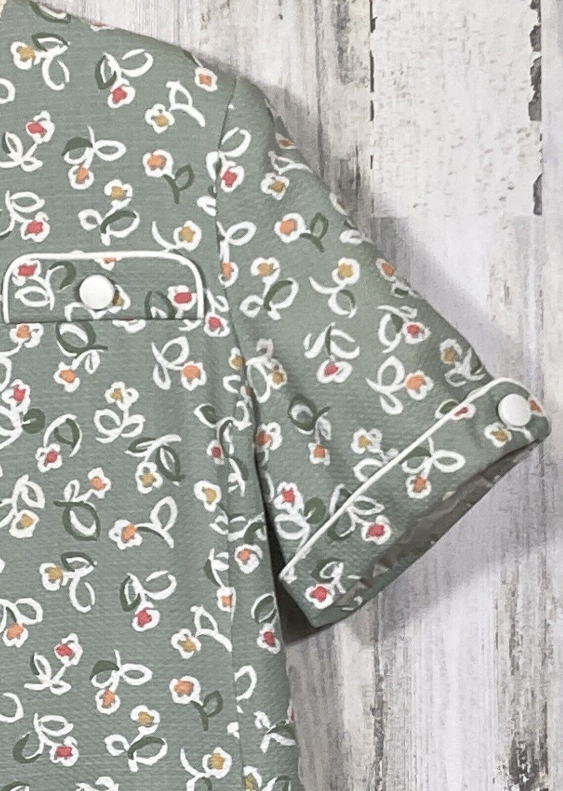 William Pearson Shift House Dress Woman XL Green Orange White Knee Length