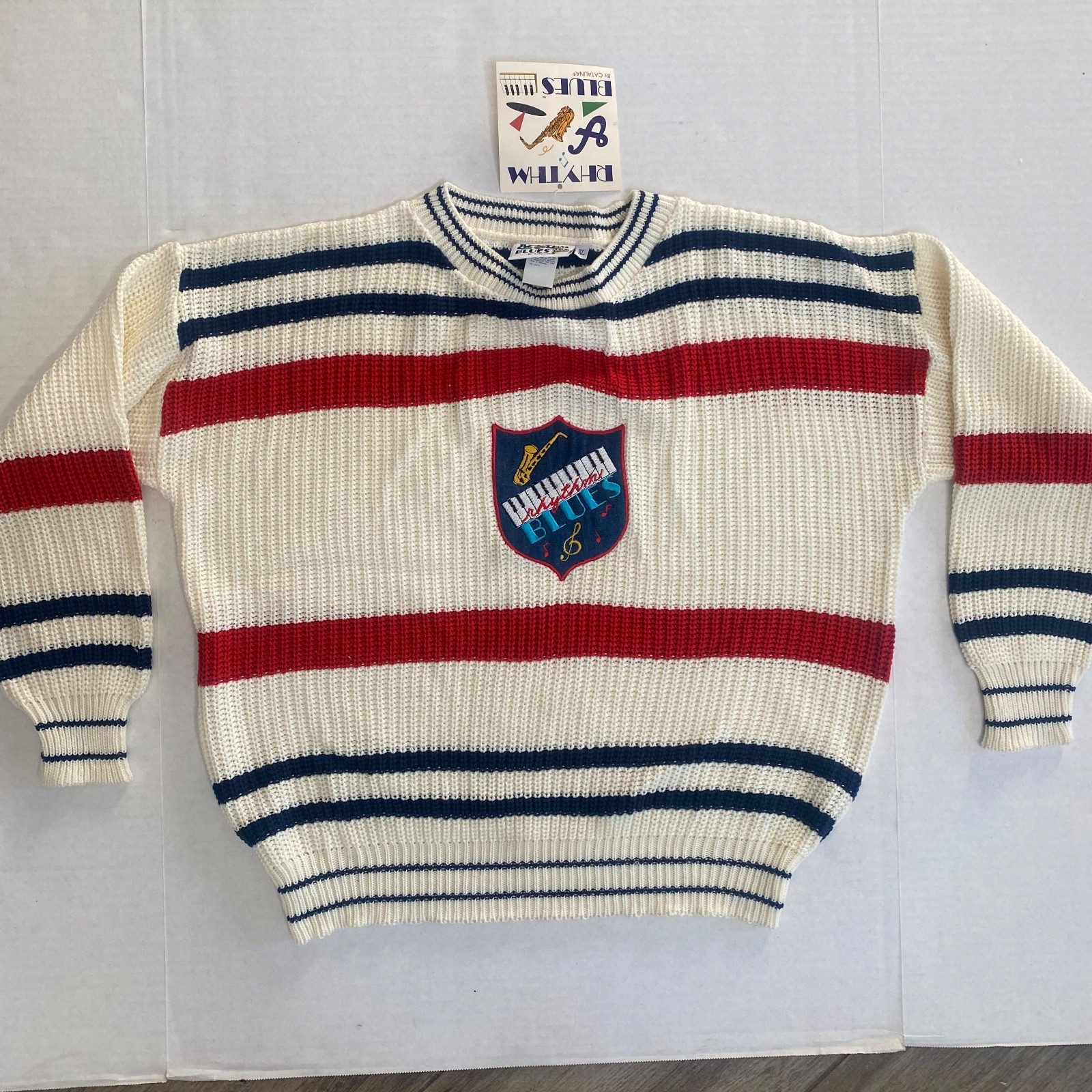 NWT Vintage 80s Rhythm & Blues by Catalina Womens Novelty Music Band Sweater XL