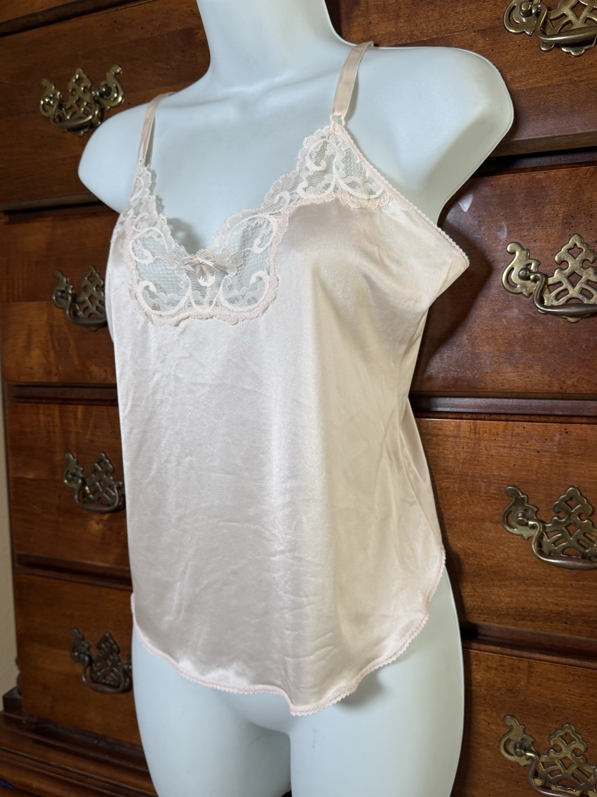 Vintage Maidenform Sweet Nothings Lace Camisole Cami 36 Pink Peachy Color