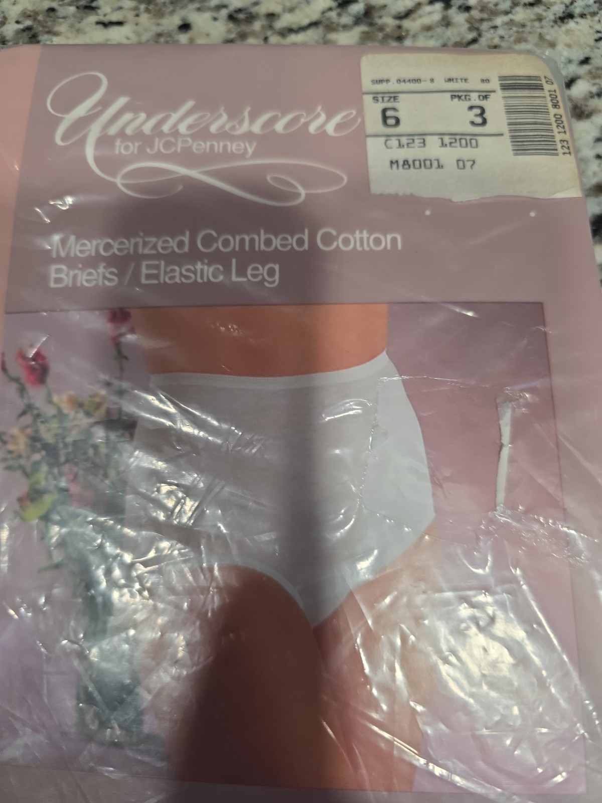 VTG JC Penney Underscore White Mercerized Combed Cotton Briefs Elastic Leg 6 USA