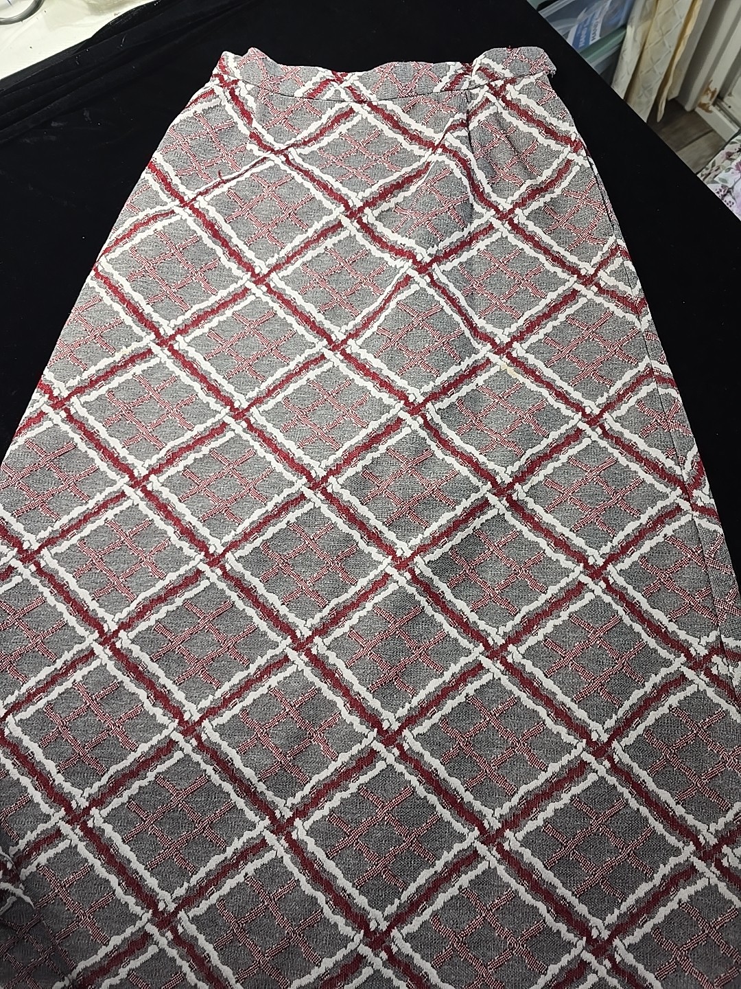 Gray Plaid Wool Skirt Homemade No Size Tag See Photos Vintage 1970’s