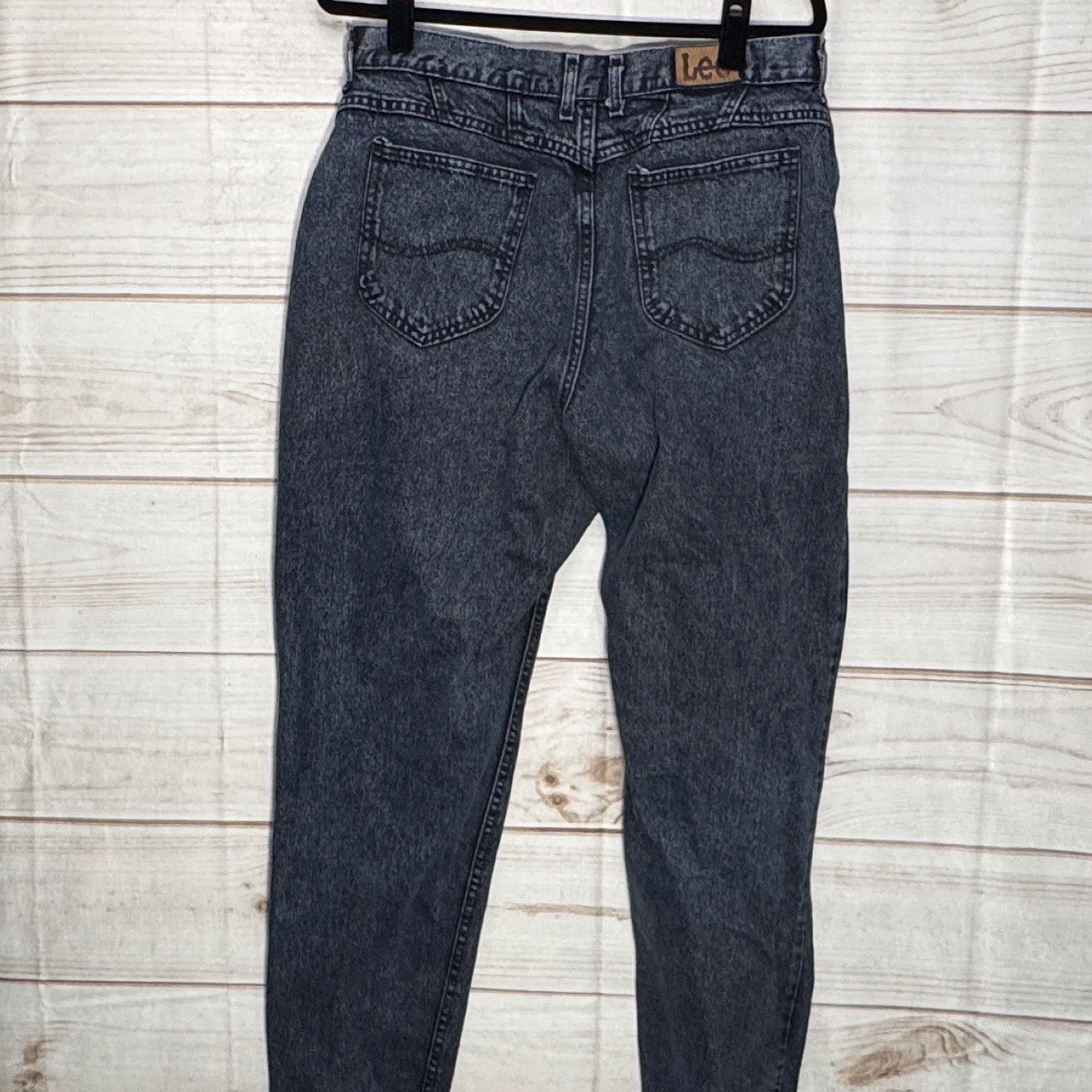 Vintage Lee Riders High Waisted Tapered Leg Acid Wash Black Jeans USA Made 18M