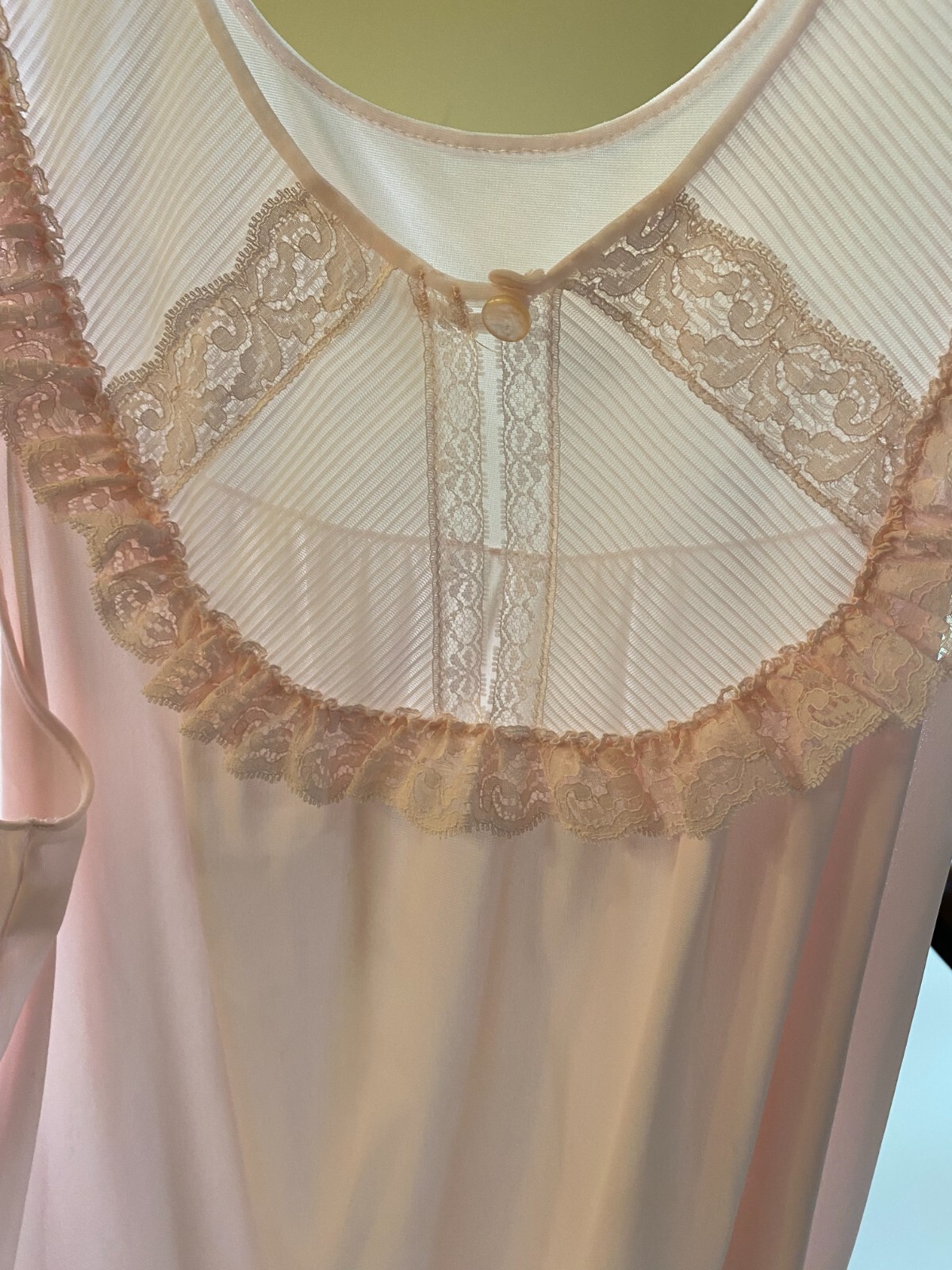 Vintage JC PENNEY Pink SHORT NIGHTGOWN Medium CHIFFON Ruffle Nylon Twee Coquette