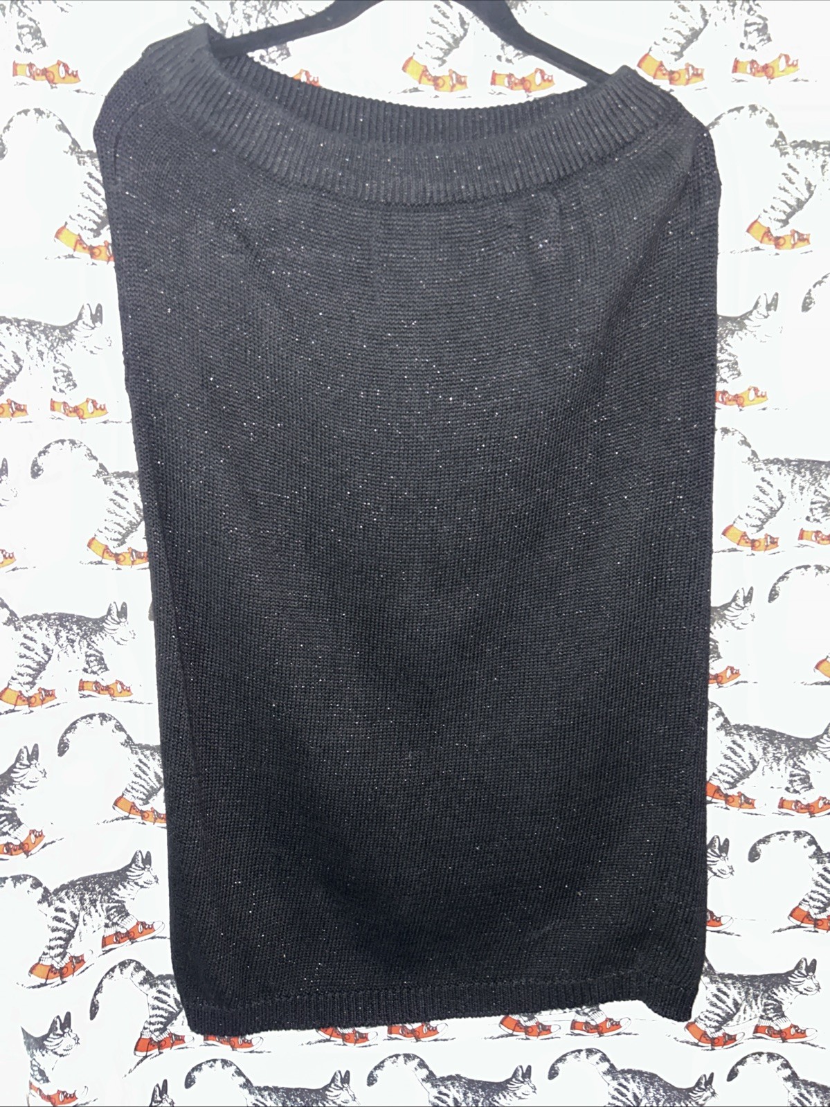 Eminent Sweater & Skirt Set Black Size M Gold Flower Beaded Embellished Top 80s