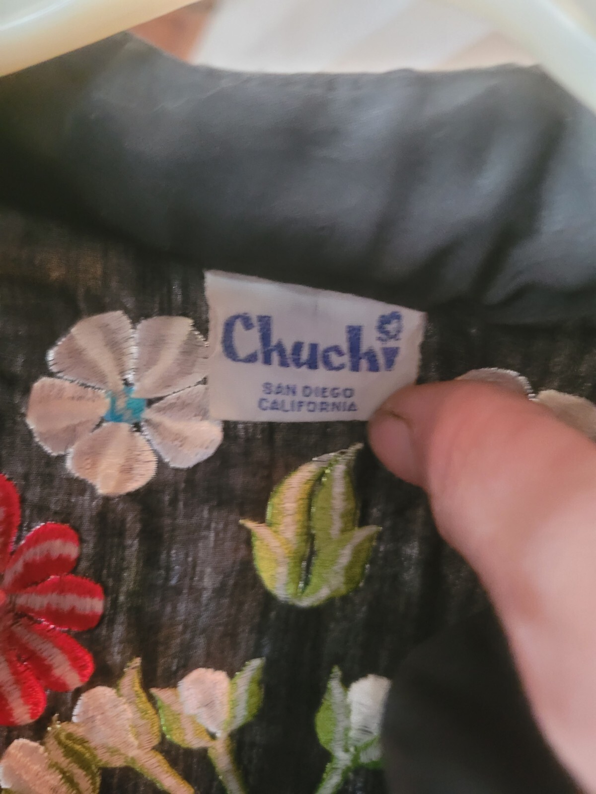 Vintage Black Jacket With Colorful Floral Embroidery By Chuchi
