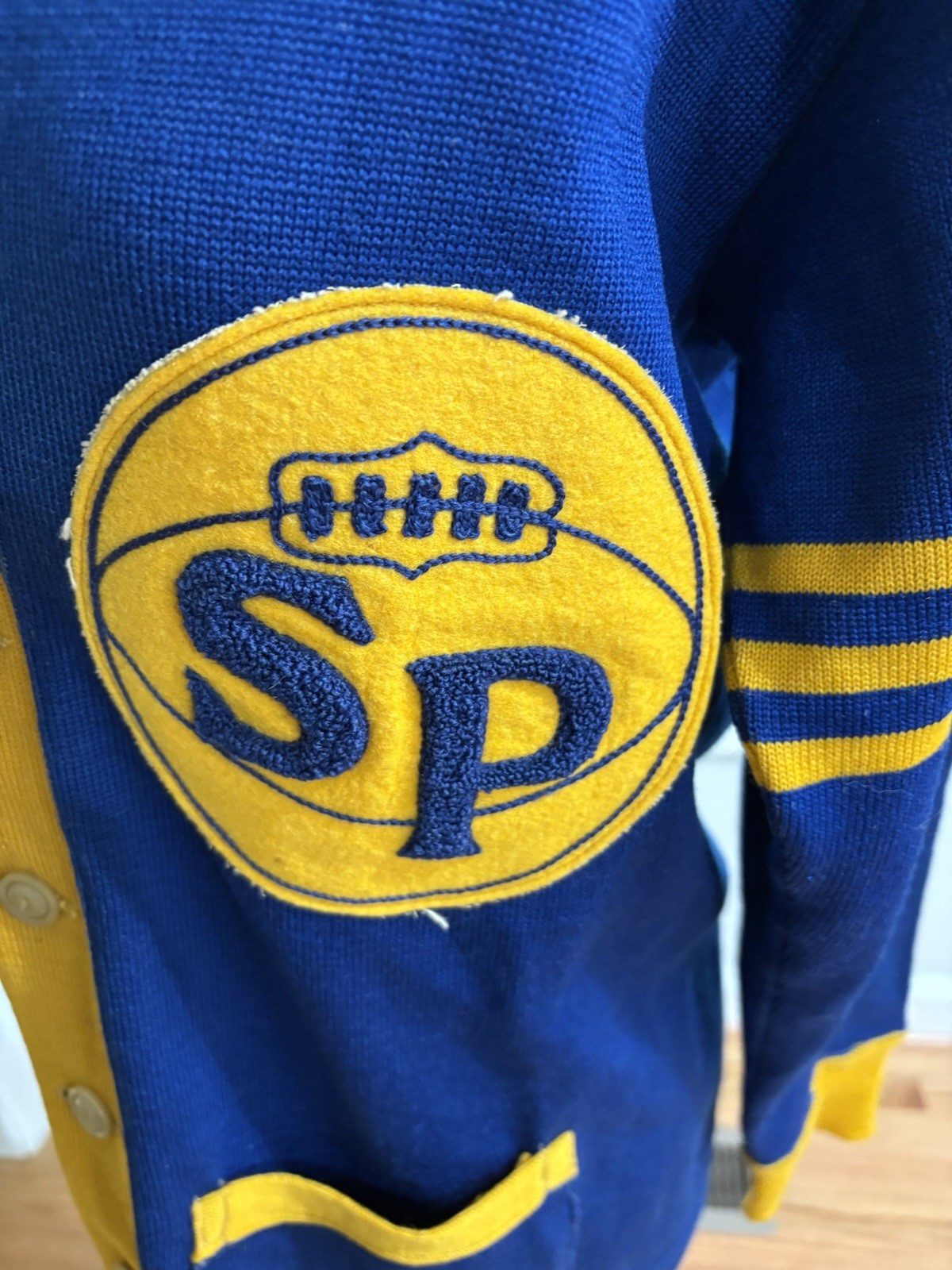 Vintage 60s Letterman Wool Cardigan Sweater Chainstitch Medium St. Paul’s School