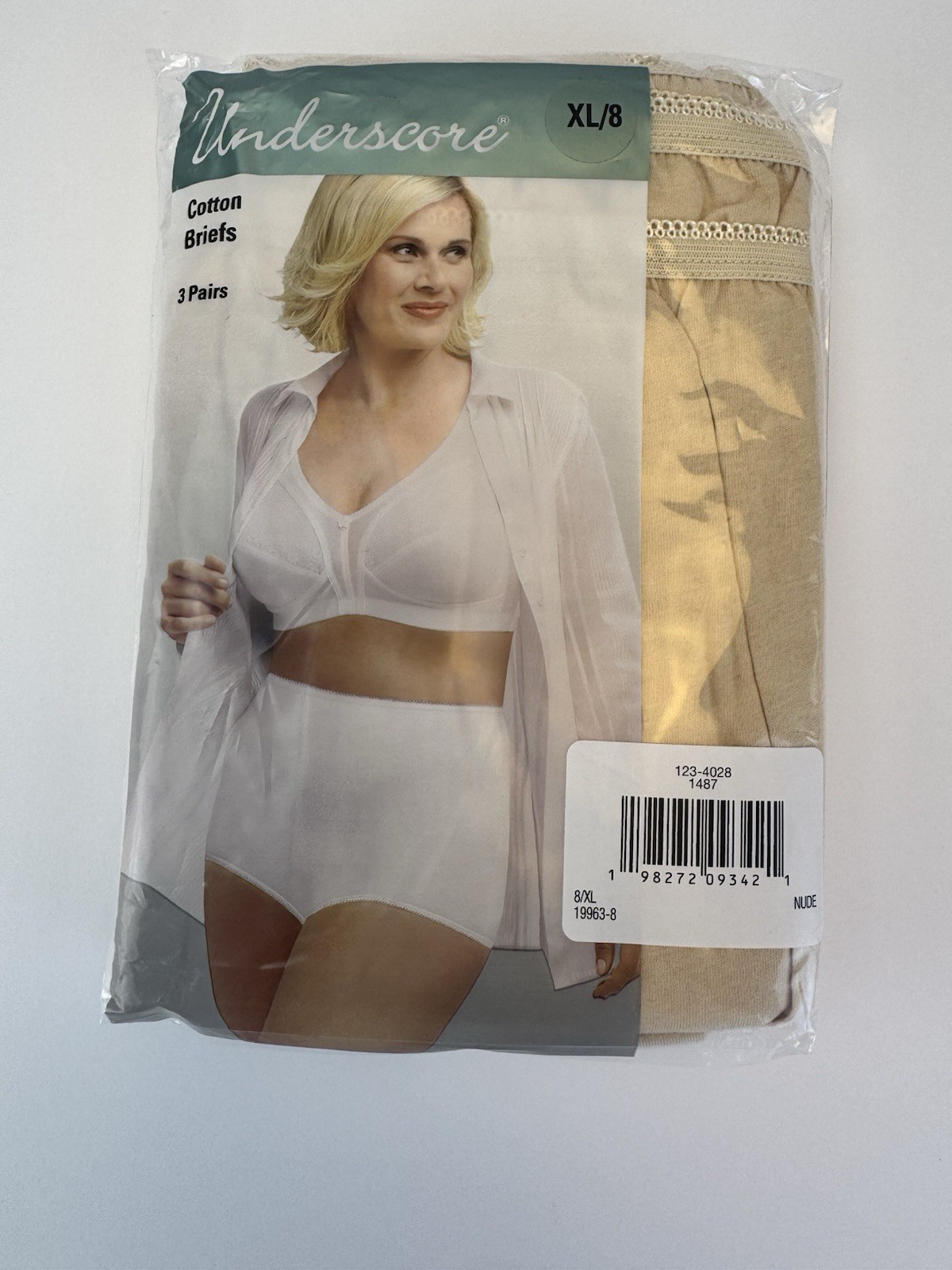 Vintage JCP UNDERSCORE Womens Sz 8 XL Cotton Briefs 3 Pack Sealed Nude