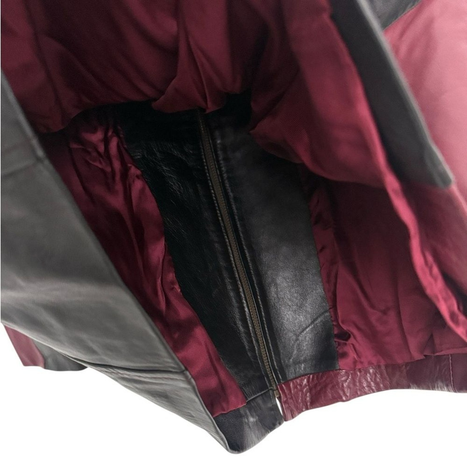Forenza Vintage 80s Italian Black Wine Red Color Block Leather Jacket Sz XL