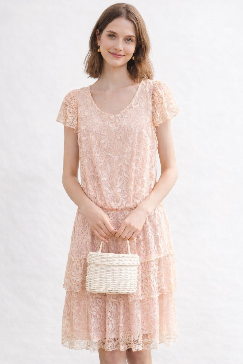 VTG GLENROB Romantic Layered Dress Pink Lace Small Fairy Wedding Feminine