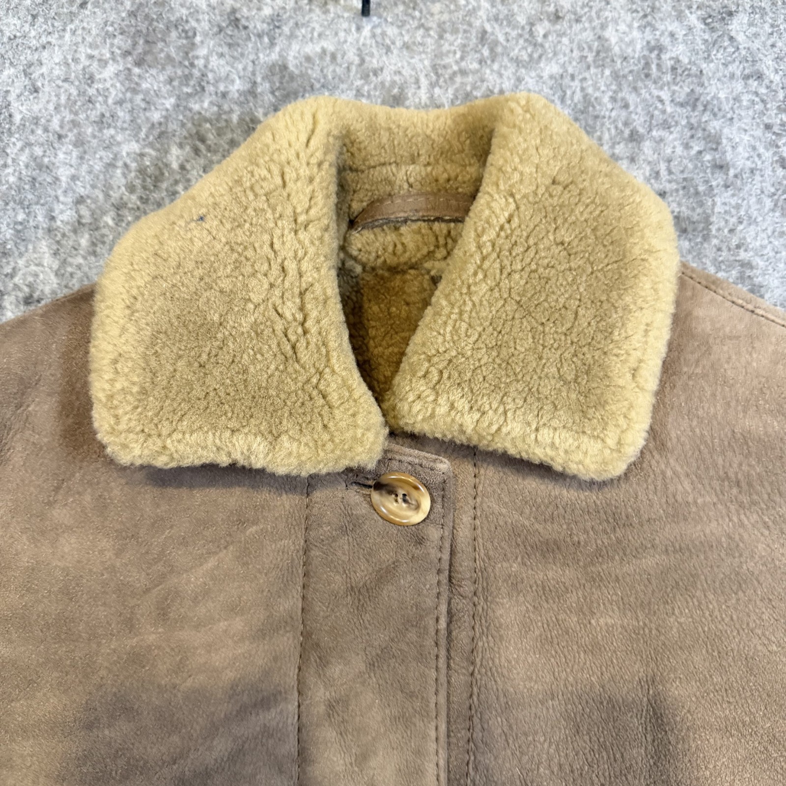 Vintage Sawyer Of Napa Abercrombie Lambskin Shearling Wool Lined Coat 12